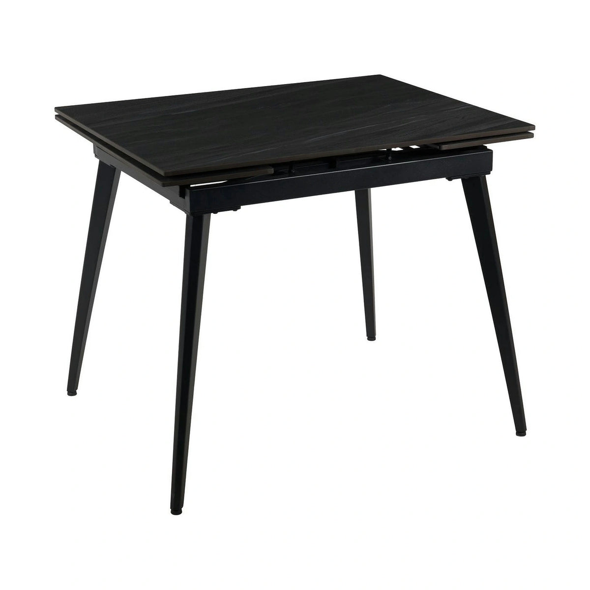 Masa extensibila REEF, gri antracit cu efect de piatra/negru, ceramica/metal, 90/140x70x75 cm