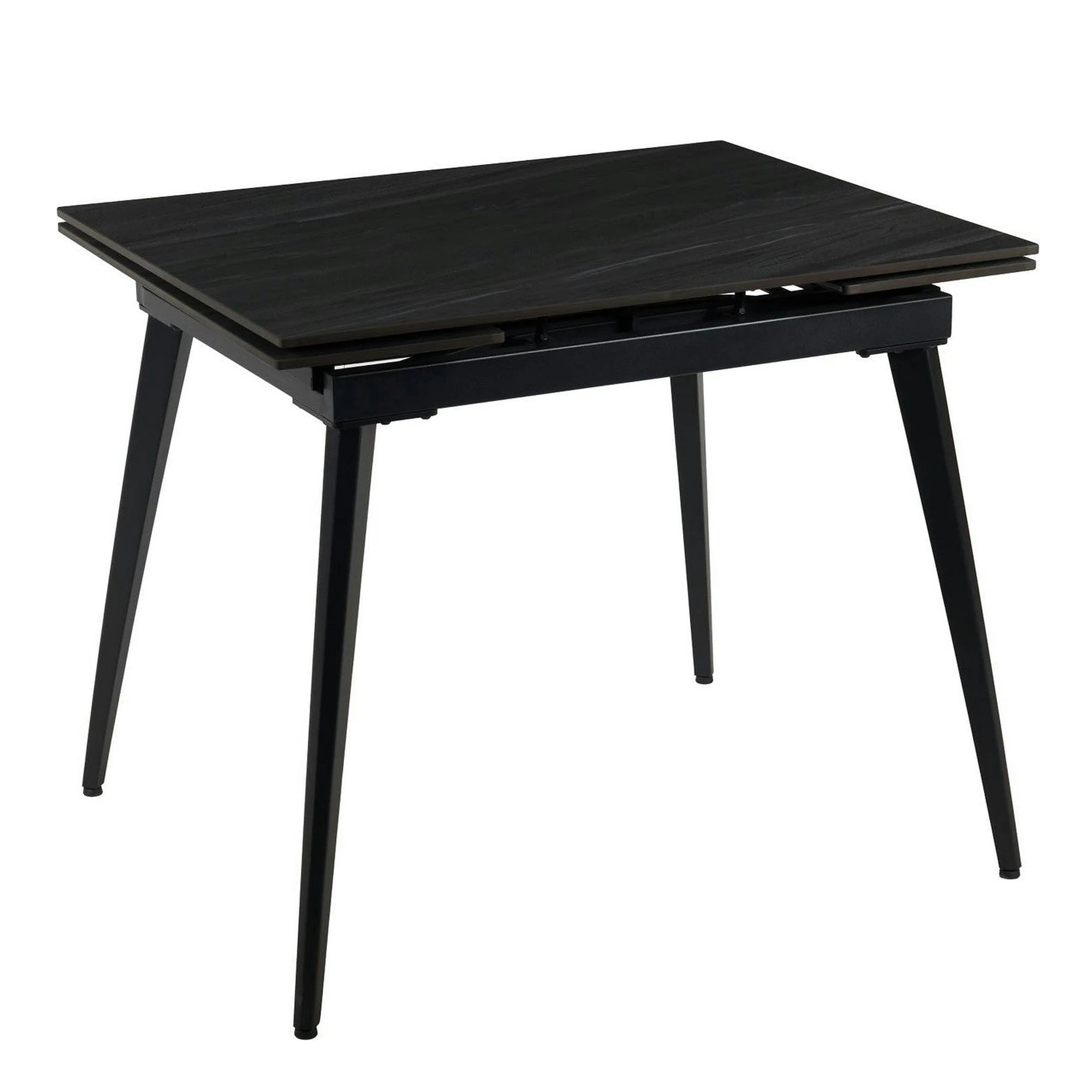 Masa extensibila REEF, gri antracit cu efect de piatra/negru, ceramica/metal, 90/140x70x75 cm