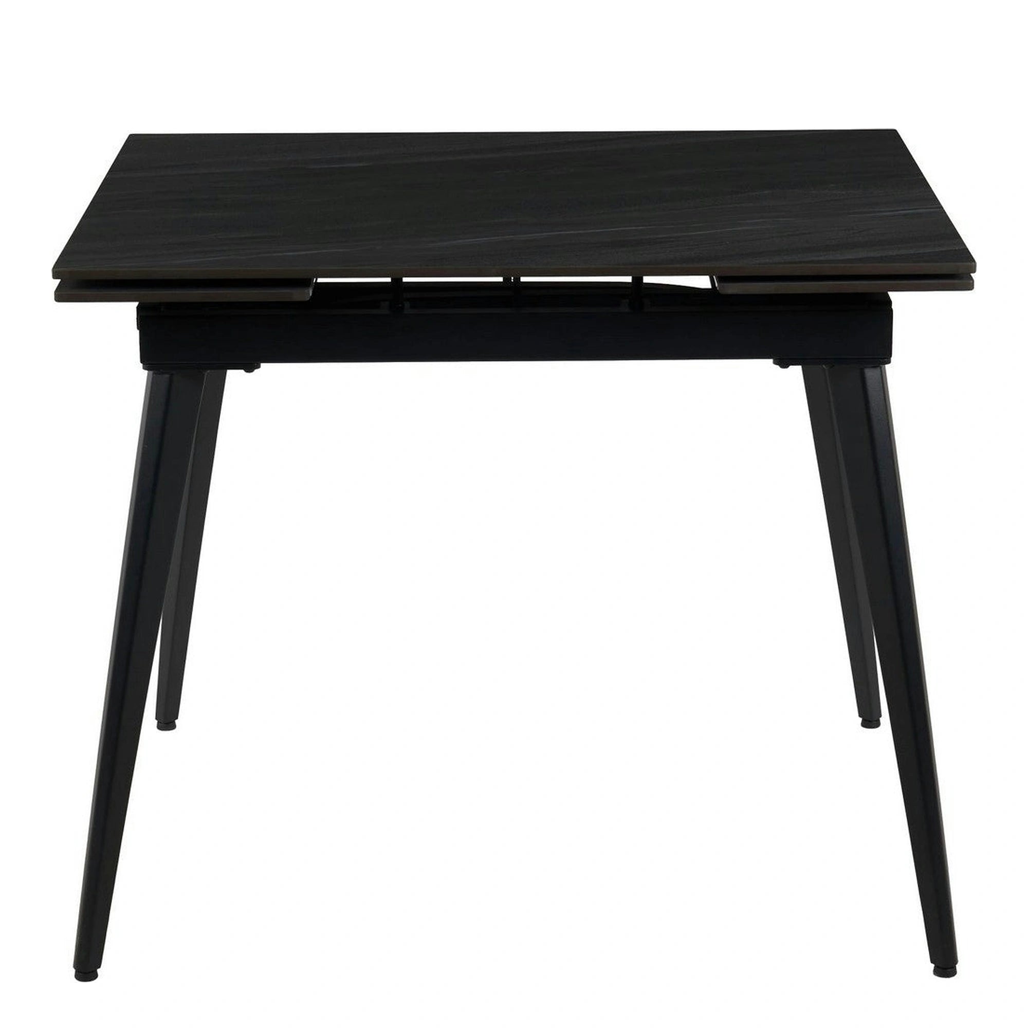 Masa extensibila REEF, gri antracit cu efect de piatra/negru, ceramica/metal, 90/140x70x75 cm