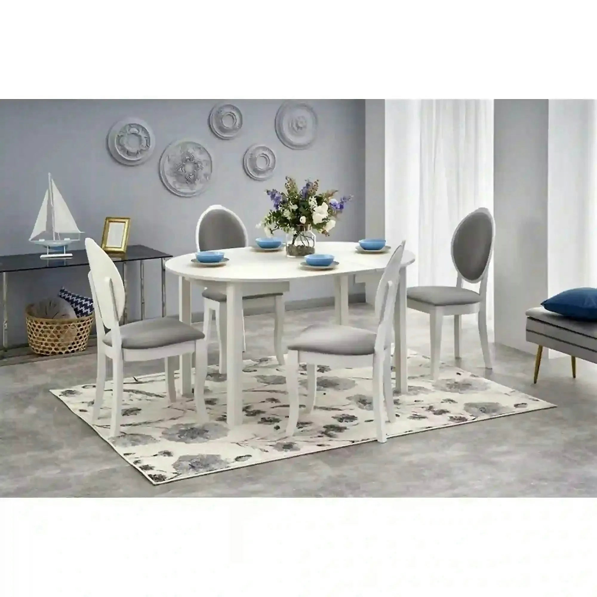 Masa extensibila RINGO, alba, 102/142x102x76 cm