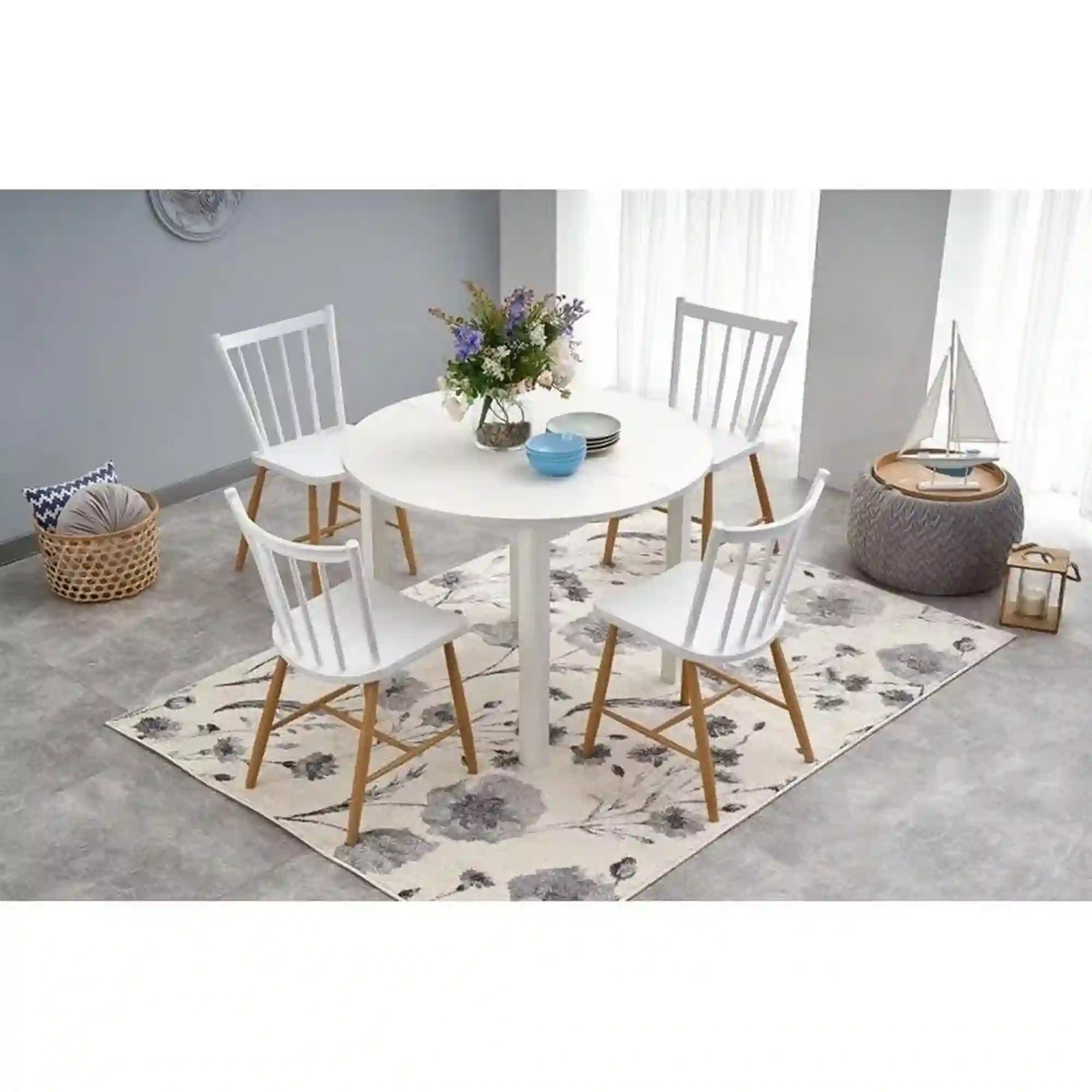 Masa extensibila RINGO, alba, 102/142x102x76 cm