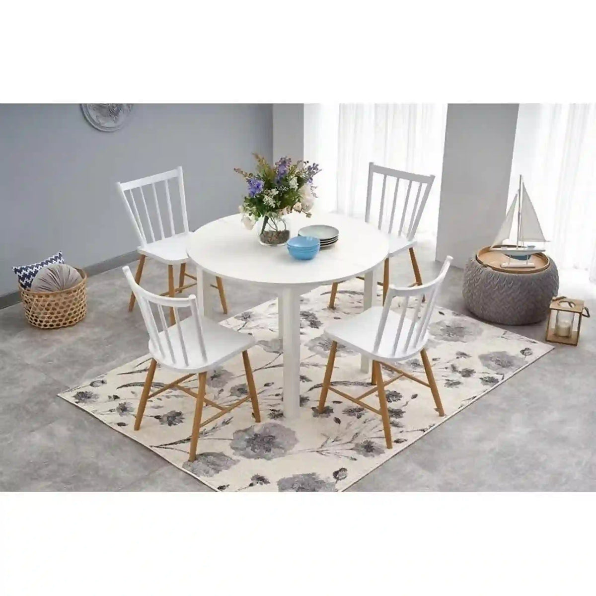 Masa extensibila RINGO, alba, 102/142x102x76 cm