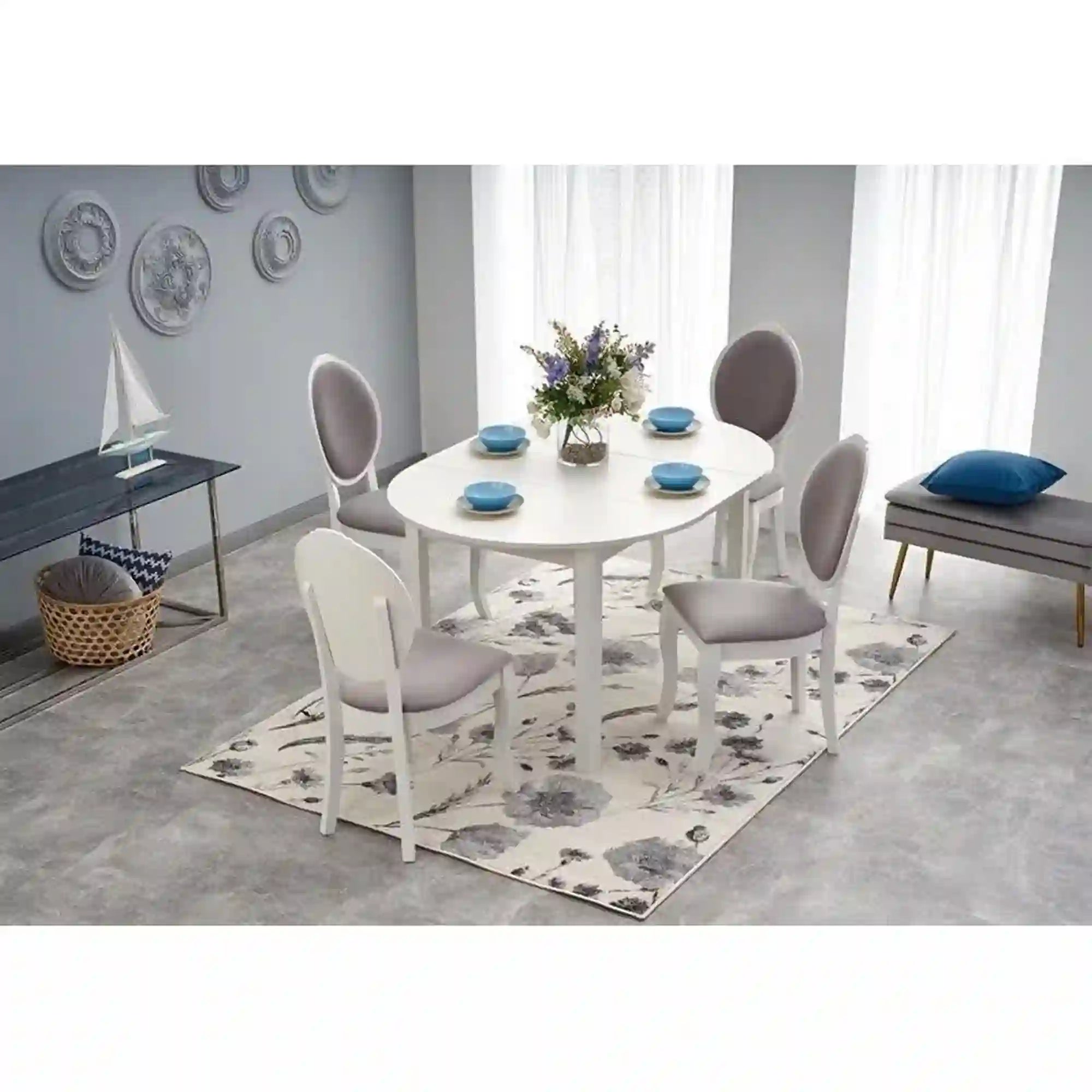 Masa extensibila RINGO, alba, 102/142x102x76 cm