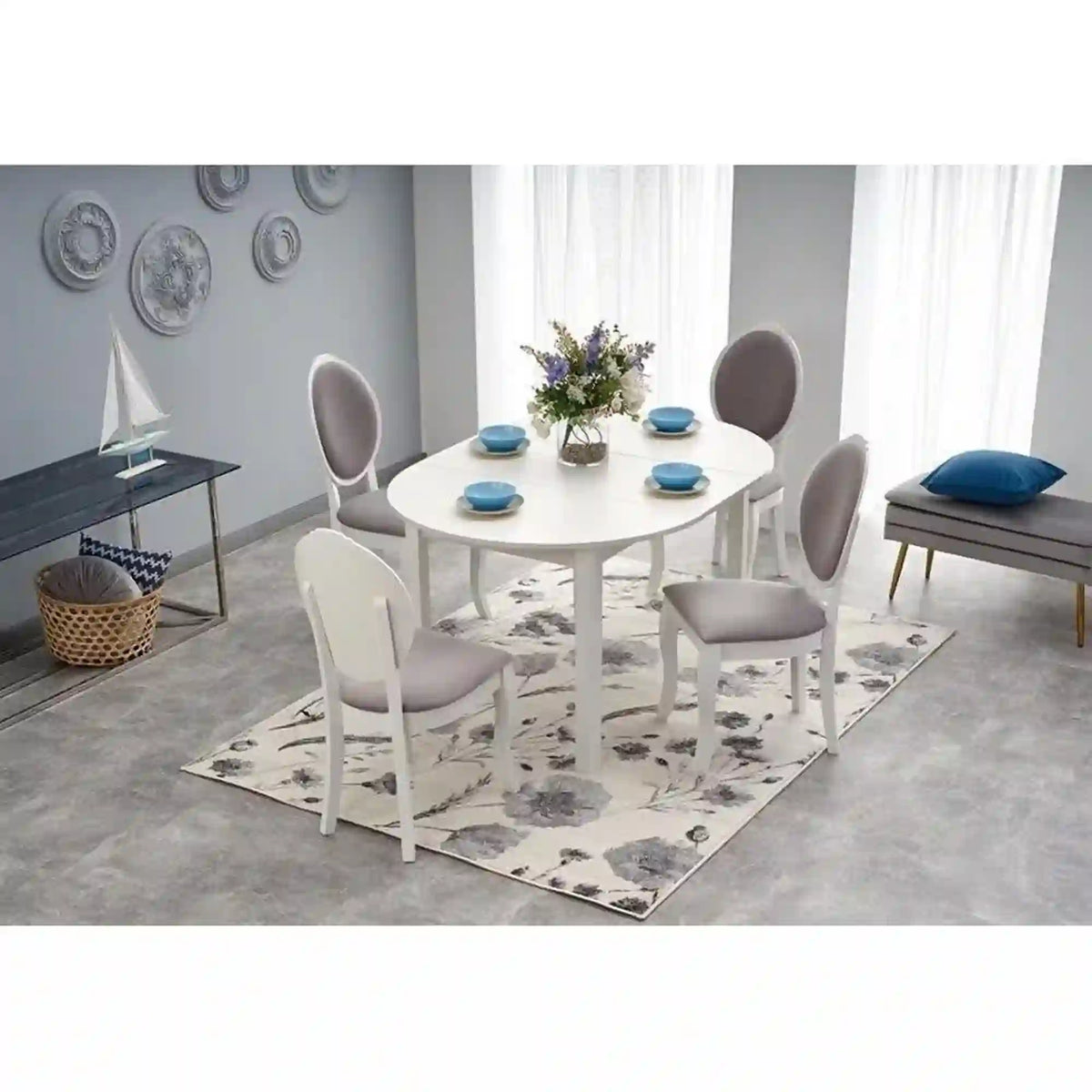 Masa extensibila RINGO, alba, 102/142x102x76 cm