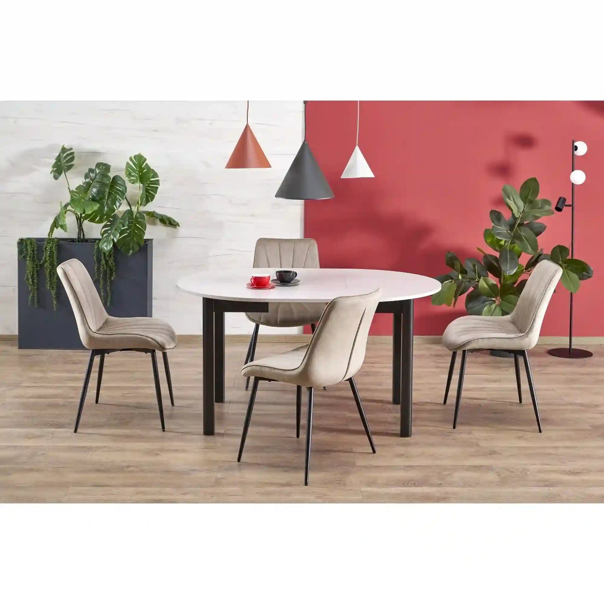 Masa extensibila RINGO, casmir/negru, PAL furniruit, 102/142x102x76 cm