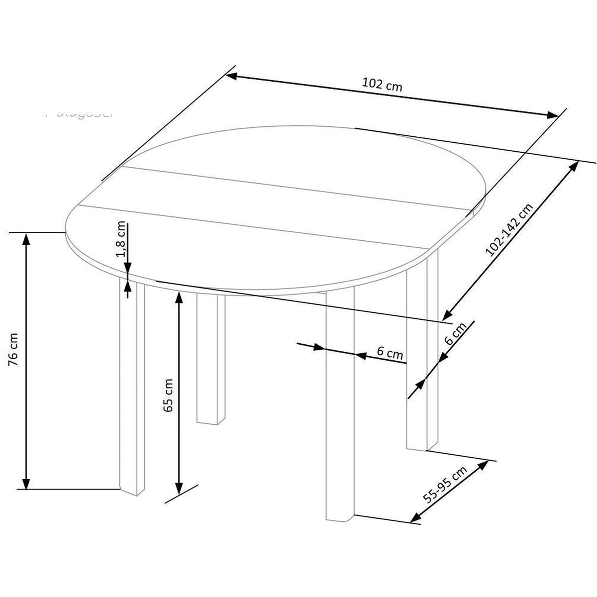 Masa extensibila RINGO, casmir, PAL, 102/142x102x76 cm