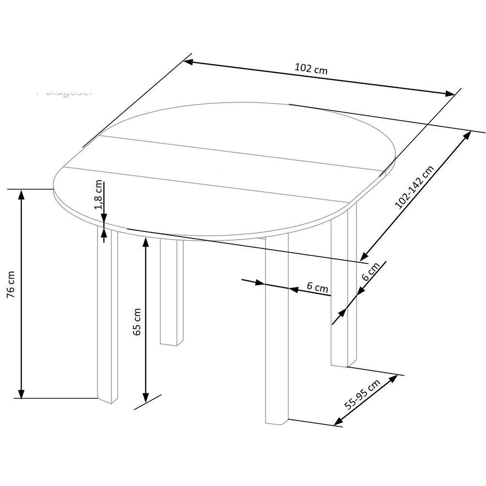Masa extensibila RINGO, casmir, PAL, 102/142x102x76 cm
