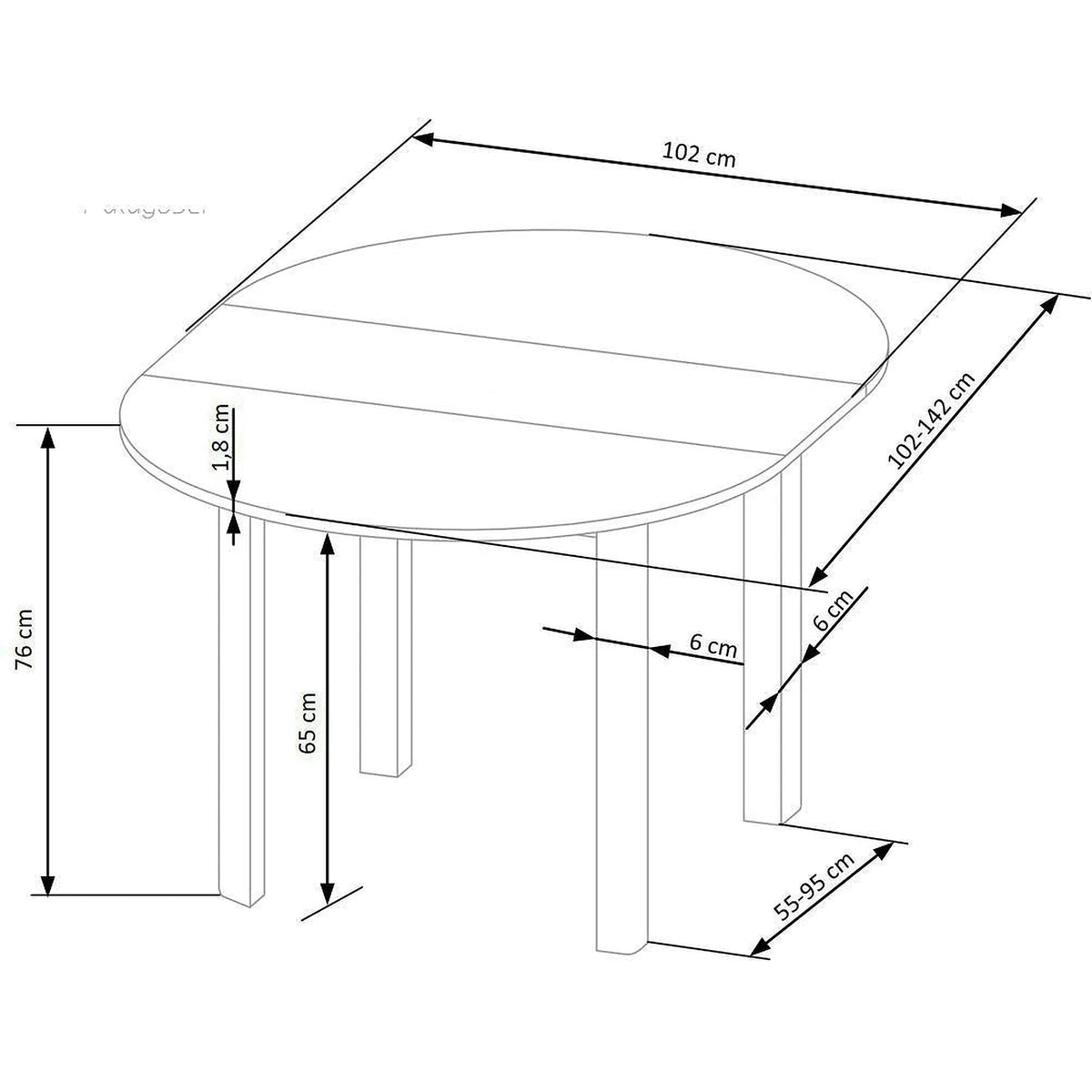 Masa extensibila RINGO, casmir, PAL, 102/142x102x76 cm