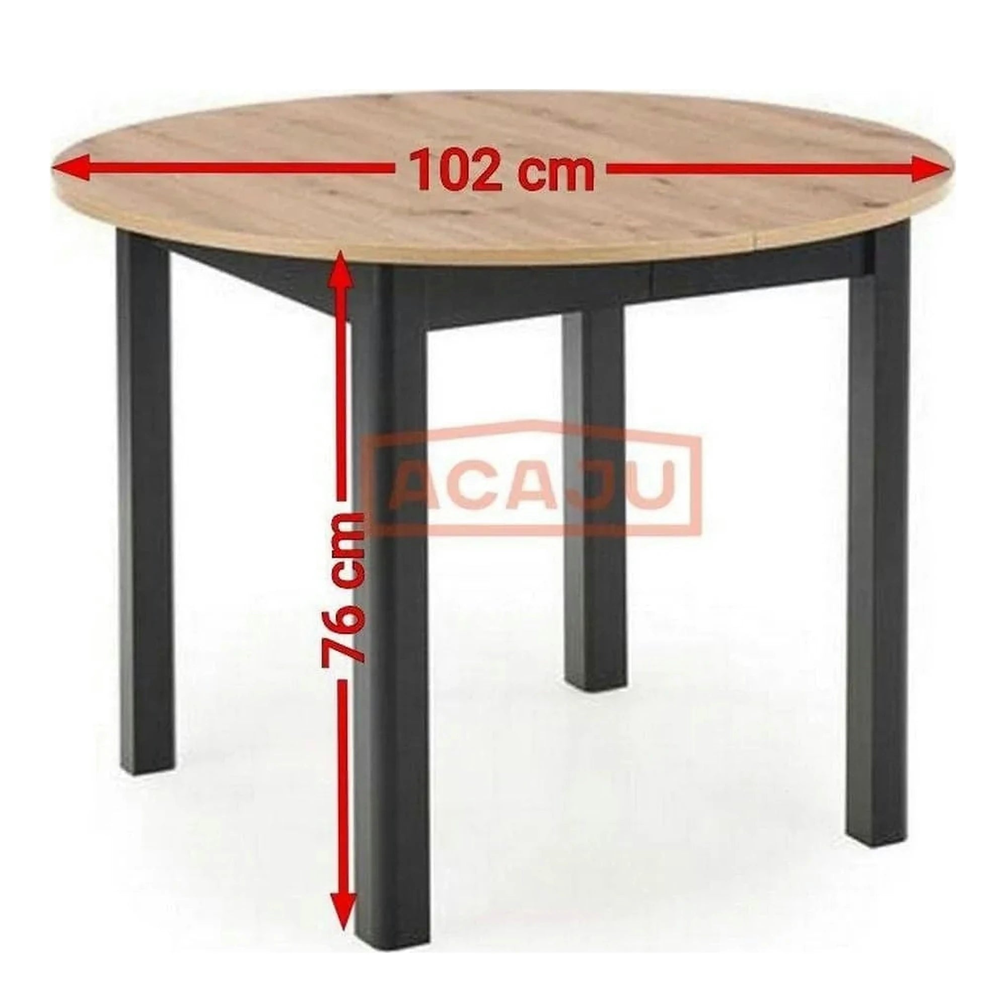 Masa extensibila RINGO, stejar/negru, PAL laminat, 102/142x102x76 cm