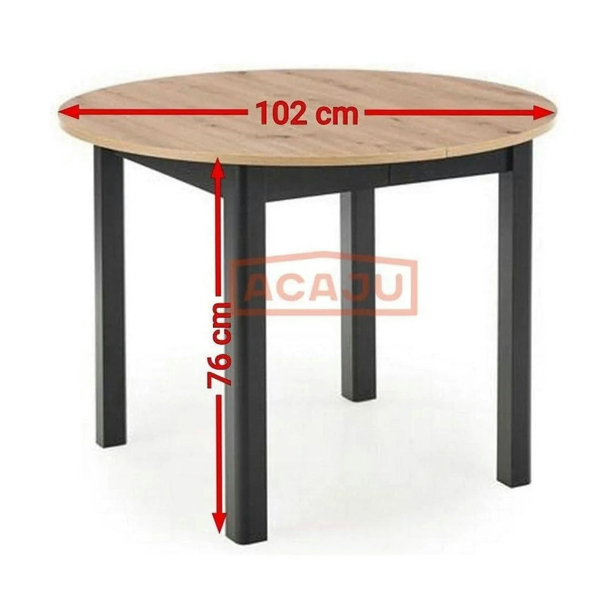 Masa extensibila RINGO, stejar/negru, PAL laminat, 102/142x102x76 cm