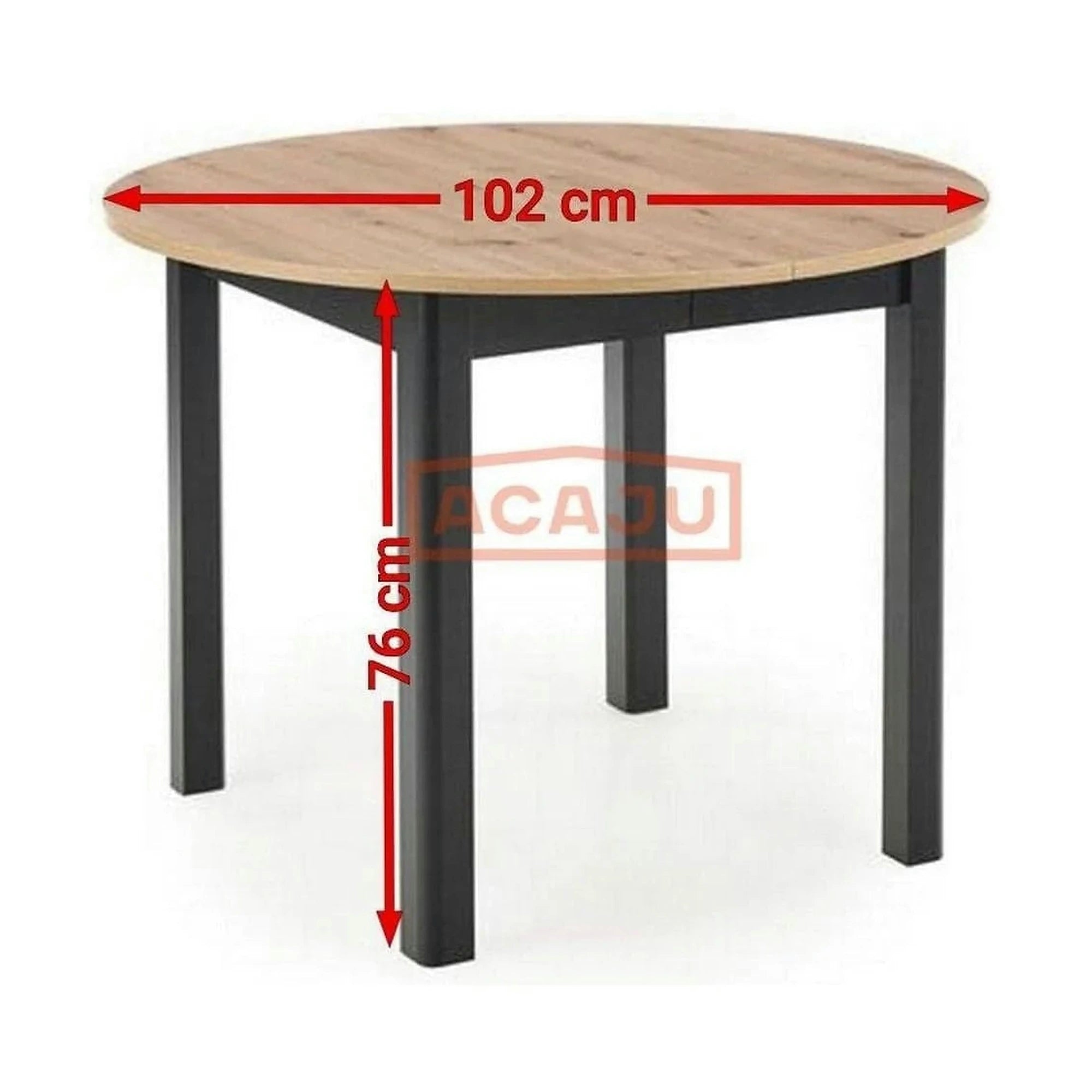 Masa extensibila RINGO, stejar/negru, PAL laminat, 102/142x102x76 cm