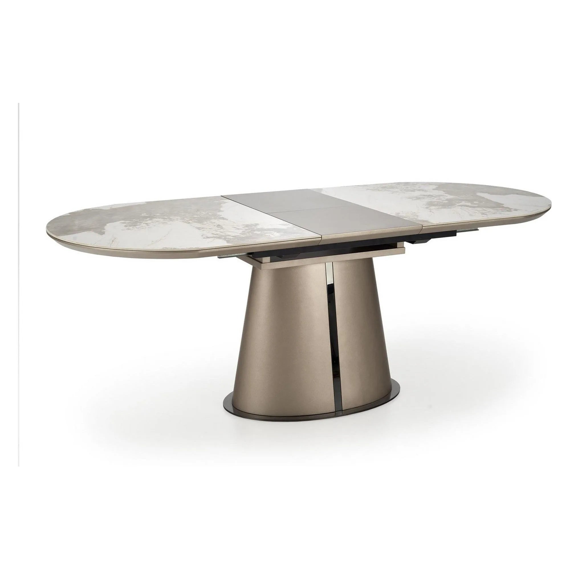 Masa extensibila ROBINSON, bej/alb, ceramica, 160/200x90x76 cm