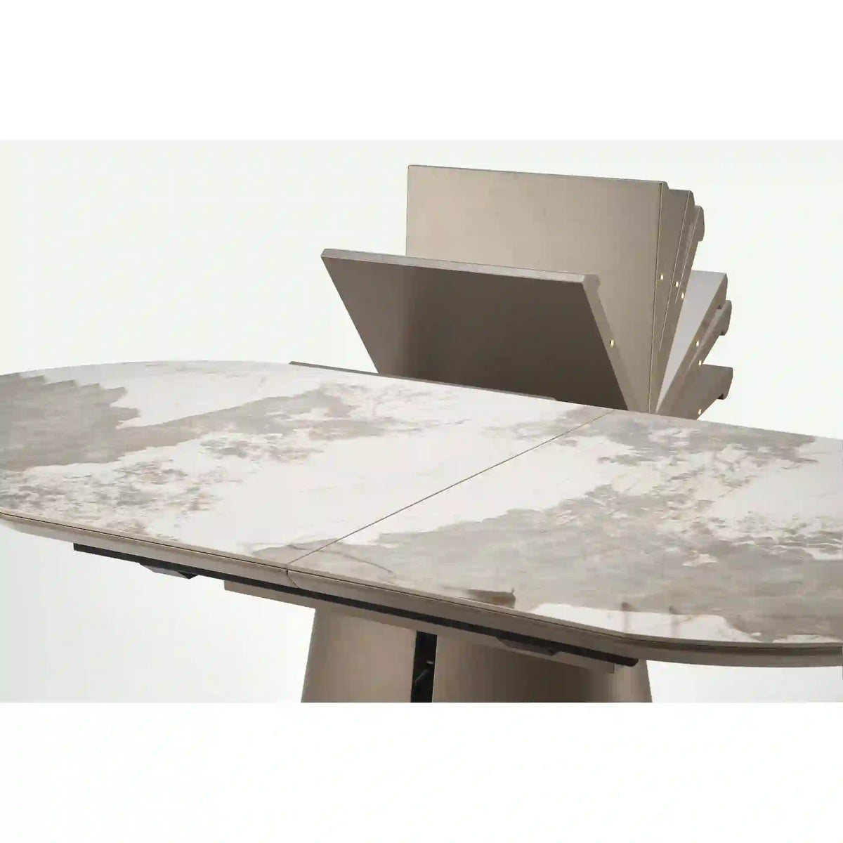 Masa moderna extensibila ROBINSON, bej/cappuccino, ceramica, 160/200x90x76 cm