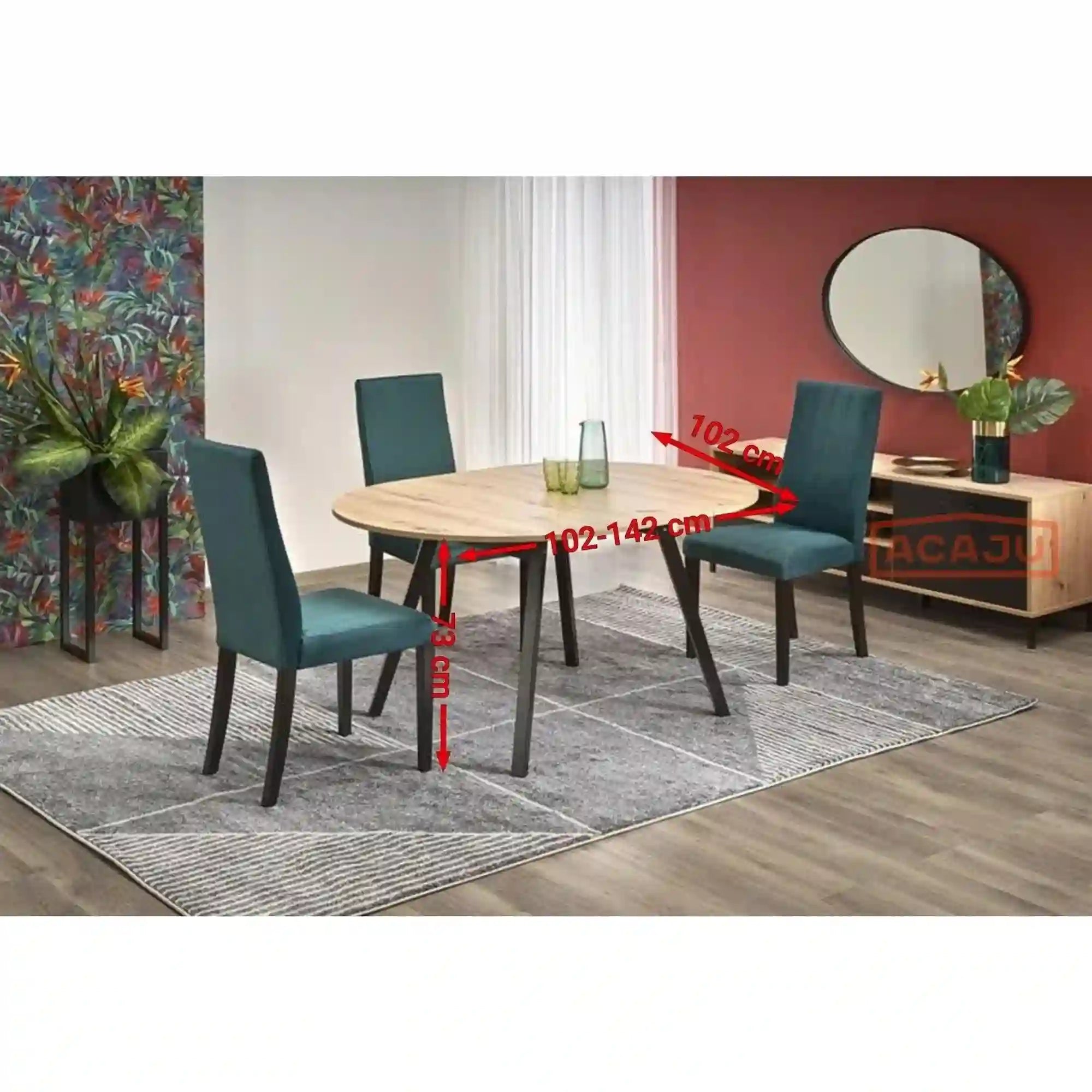 Masa extensibila RUBEN, stejar artisan/negru, 102/142x102x73 cm