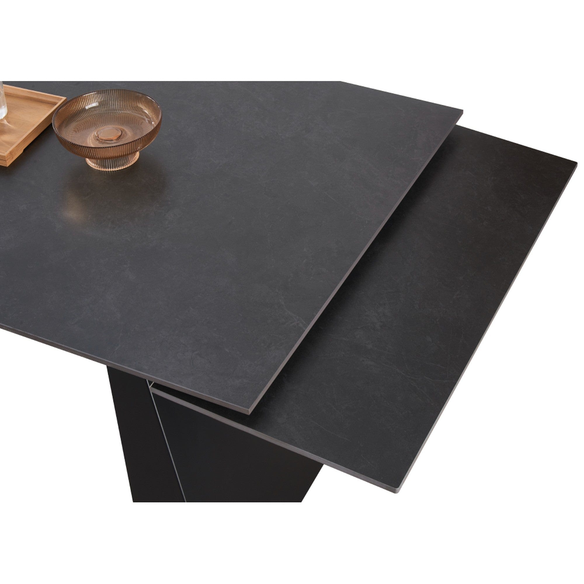 Masa extensibila SALAL, gri grafit/negru, ceramica/metal, 160/240x90x75 cm