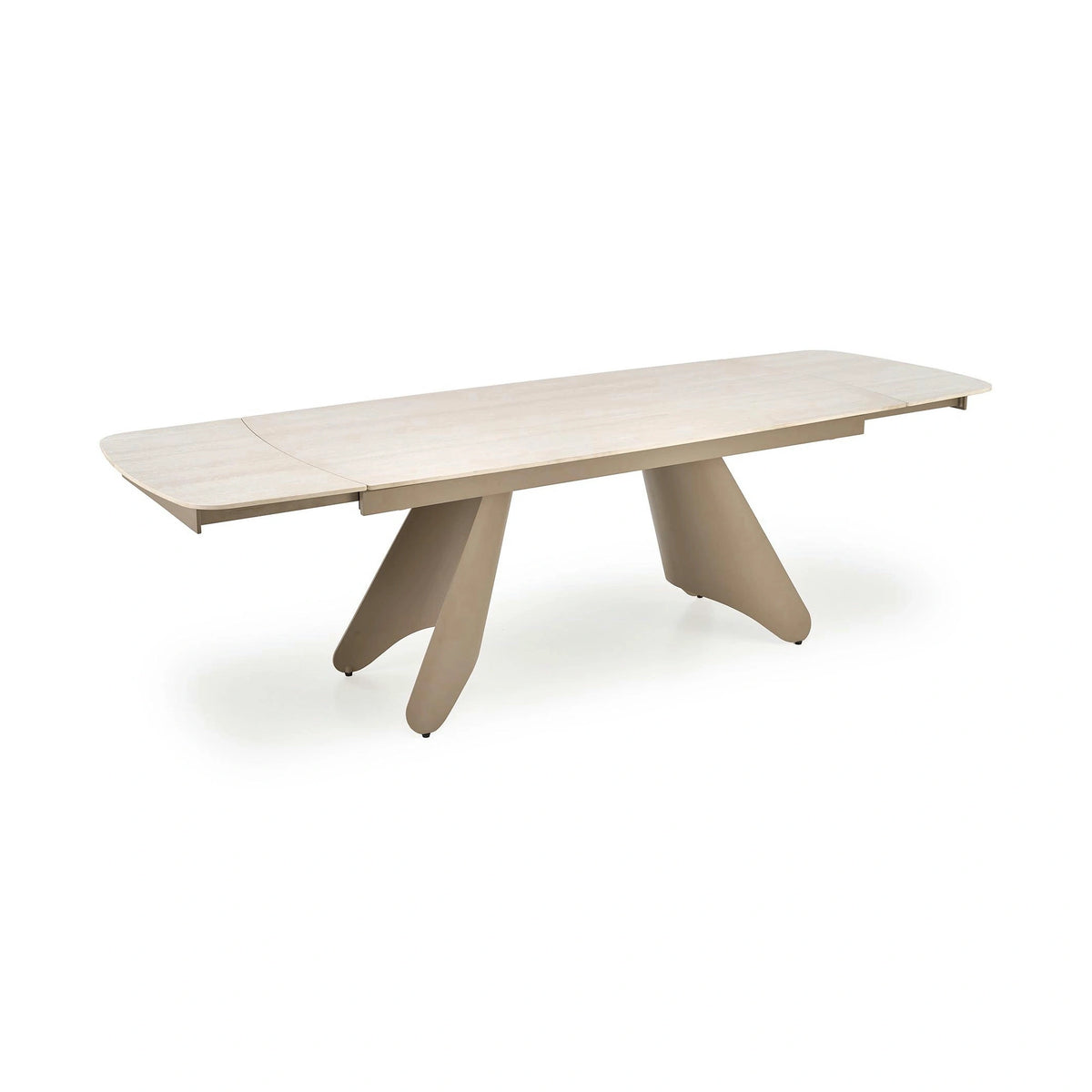 Masa extensibila SALIX, travertin/casmir, piatra sinterizata/otel, 180/260x90x76 cm