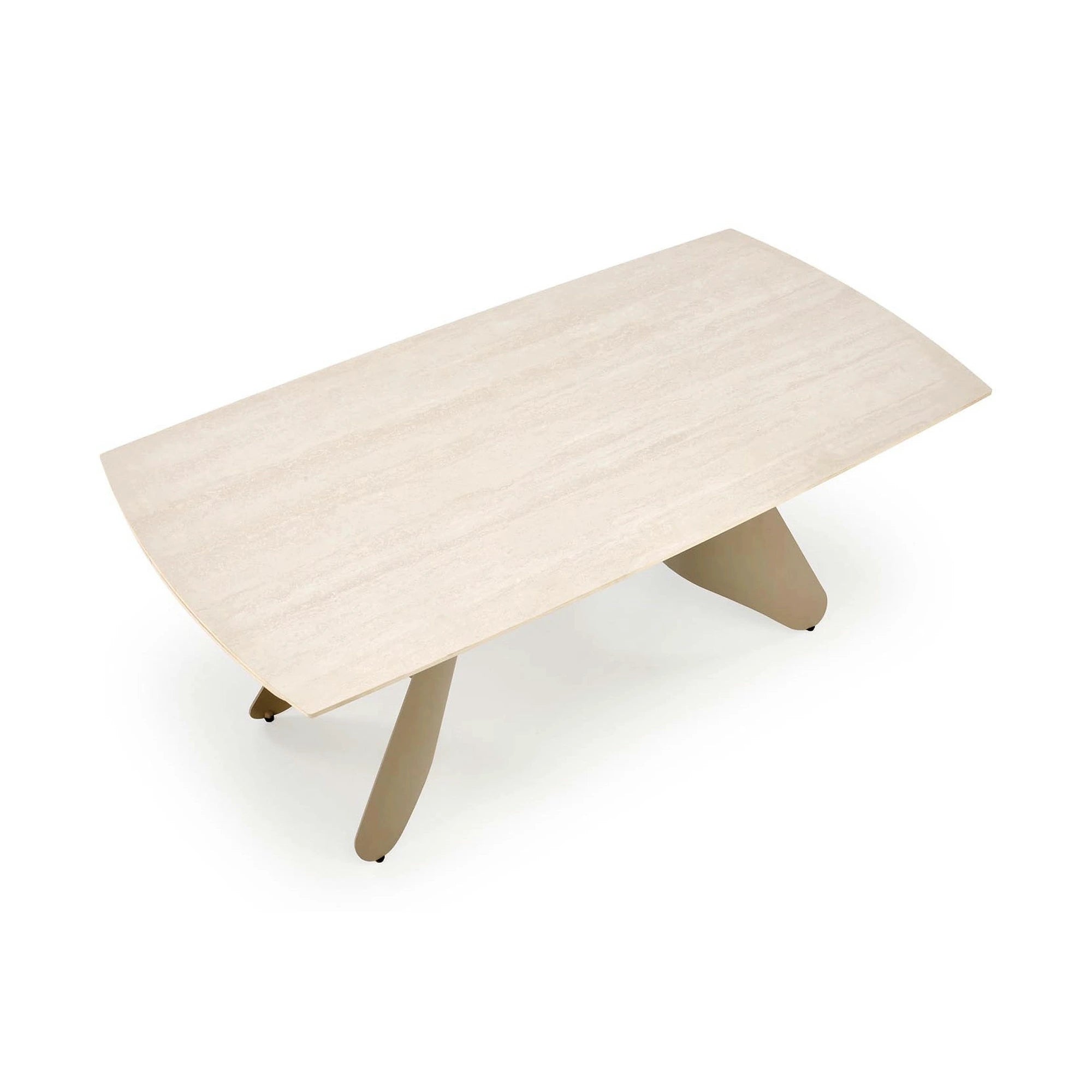 Masa extensibila SALIX, travertin/casmir, piatra sinterizata/otel, 180/260x90x76 cm