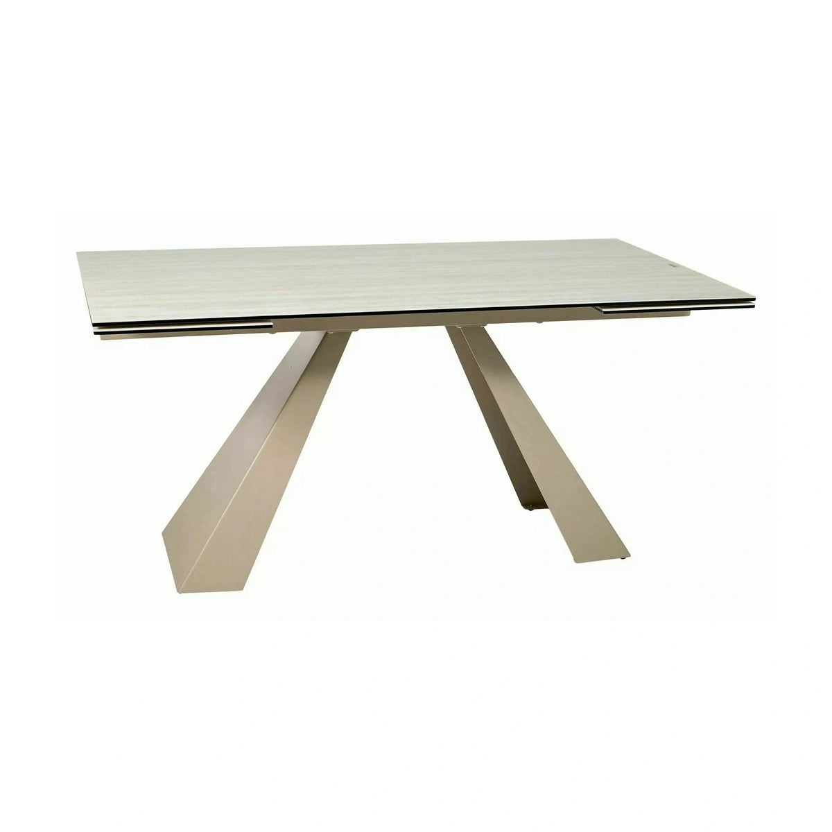 Masă extensibilă SALVADORE, bej mat/cașmir, sticlă securizată/ceramică/metal, 160–240x90x77 cm