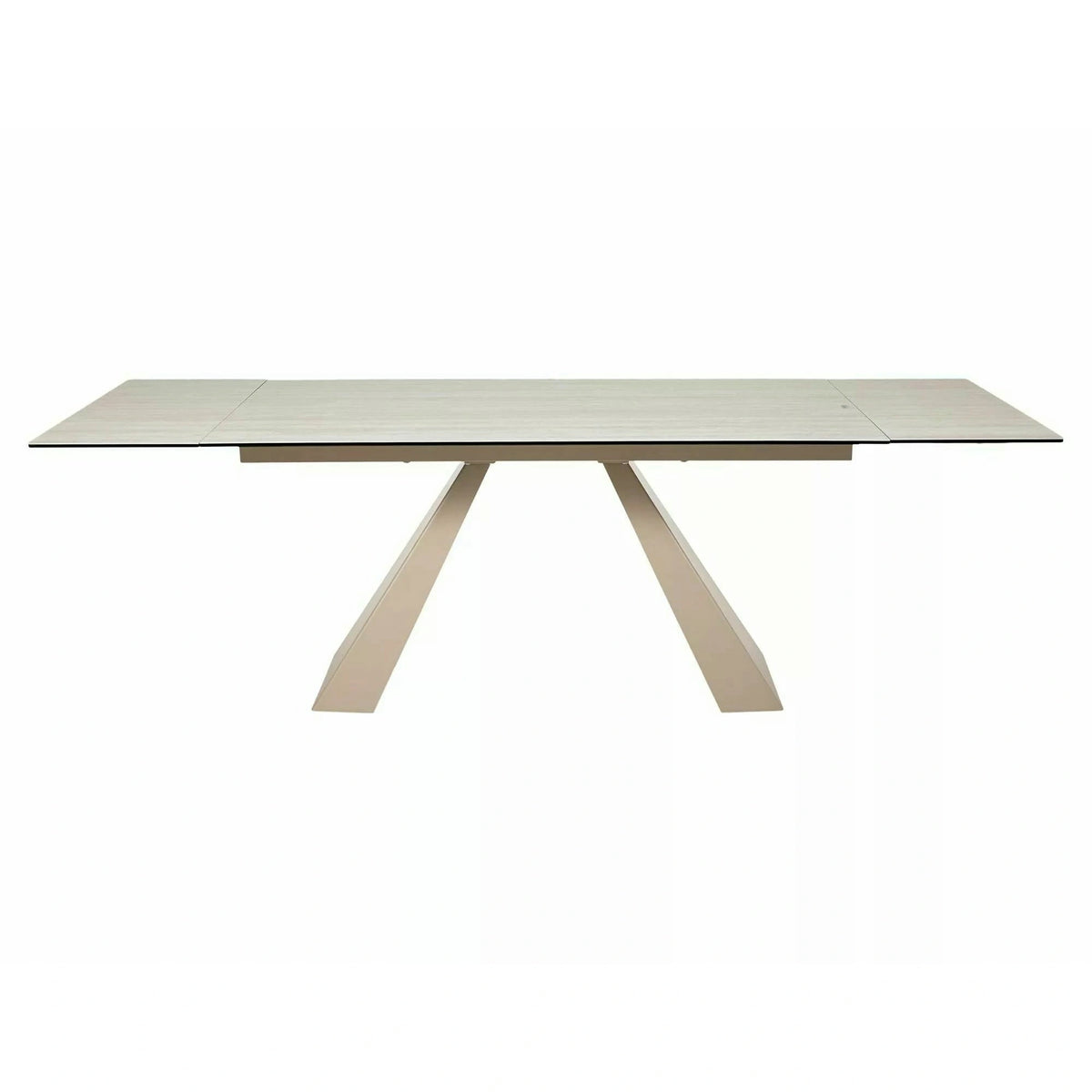 Masă extensibilă SALVADORE, bej mat/cașmir, sticlă securizată/ceramică/metal, 160–240x90x77 cm