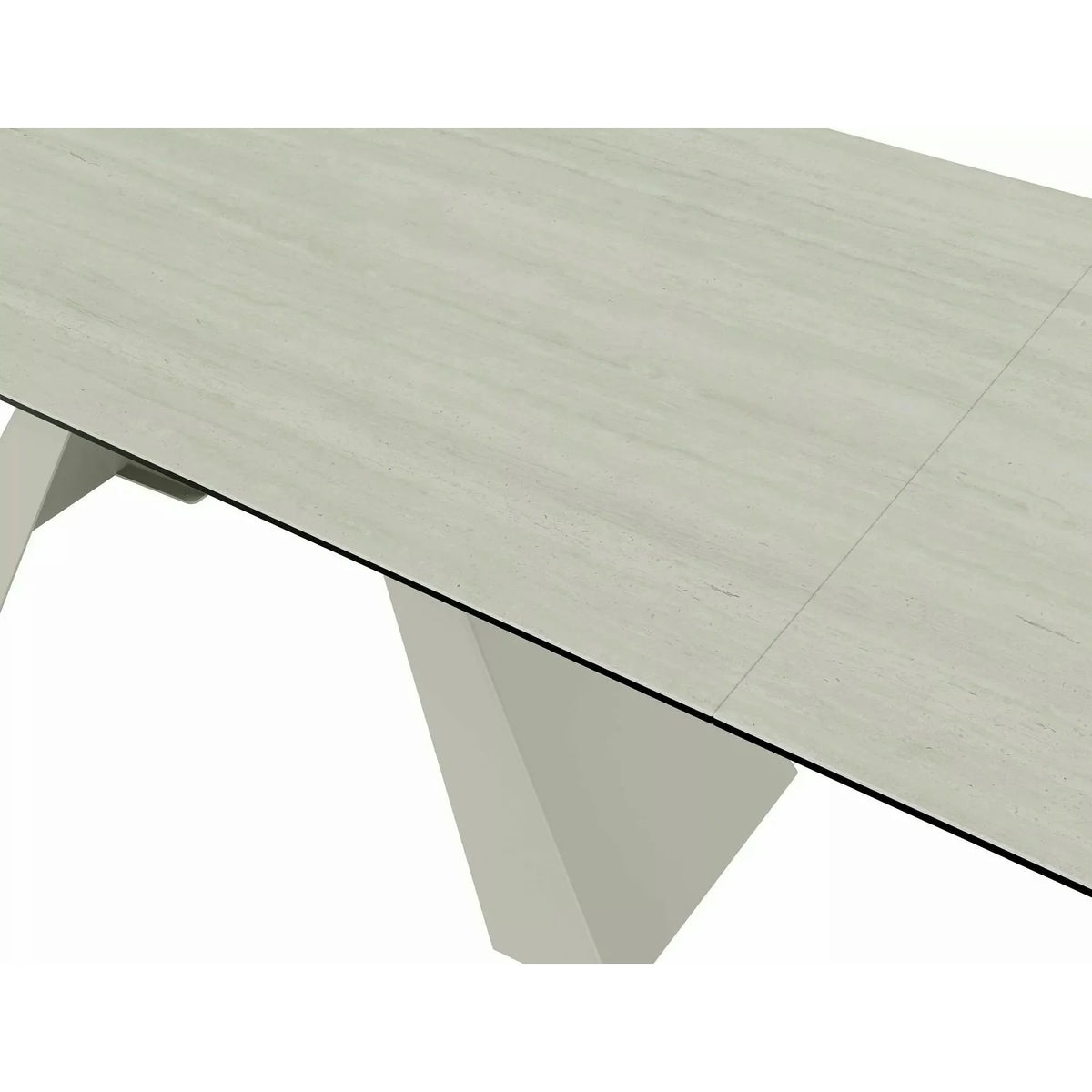 Masă extensibilă SALVADORE, bej mat/cașmir, sticlă securizată/ceramică/metal, 160–240x90x77 cm