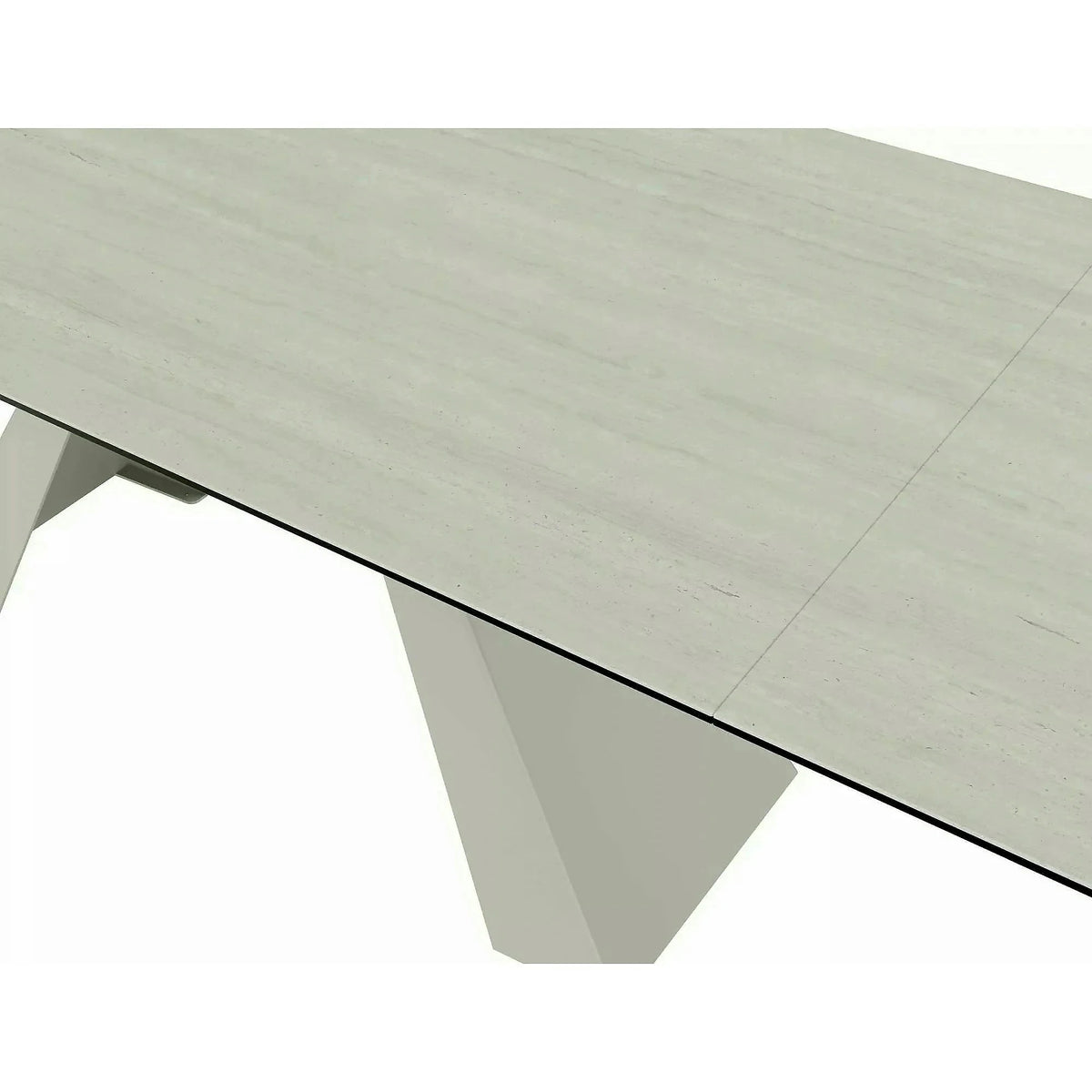 Masă extensibilă SALVADORE, bej mat/cașmir, sticlă securizată/ceramică/metal, 160–240x90x77 cm