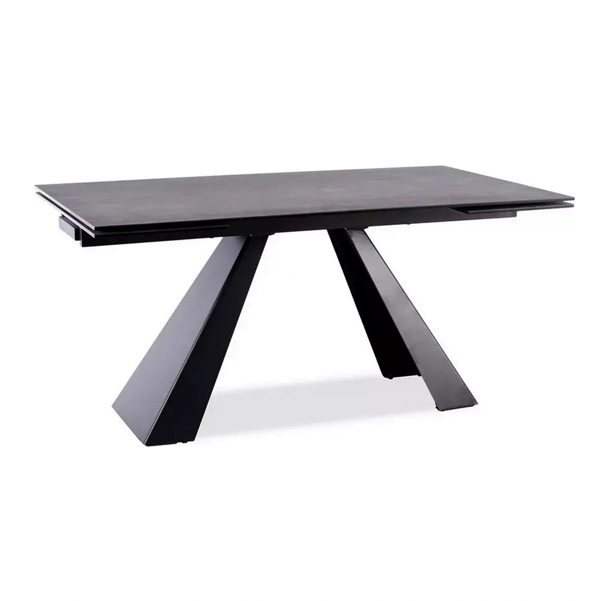 Masa extensibila SALVADORE CERAMIC, gri/negru mat, sticla securizata/ceramica, 180-260x90x76 cm
