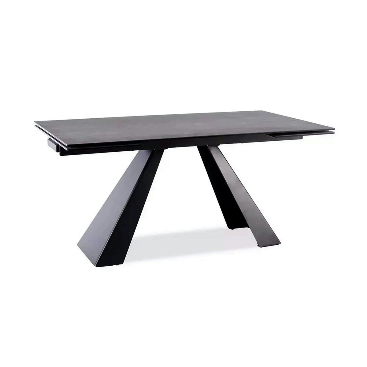 Masa extensibila SALVADORE CERAMIC, gri/negru mat, sticla securizata/ceramica, 180-260x90x76 cm