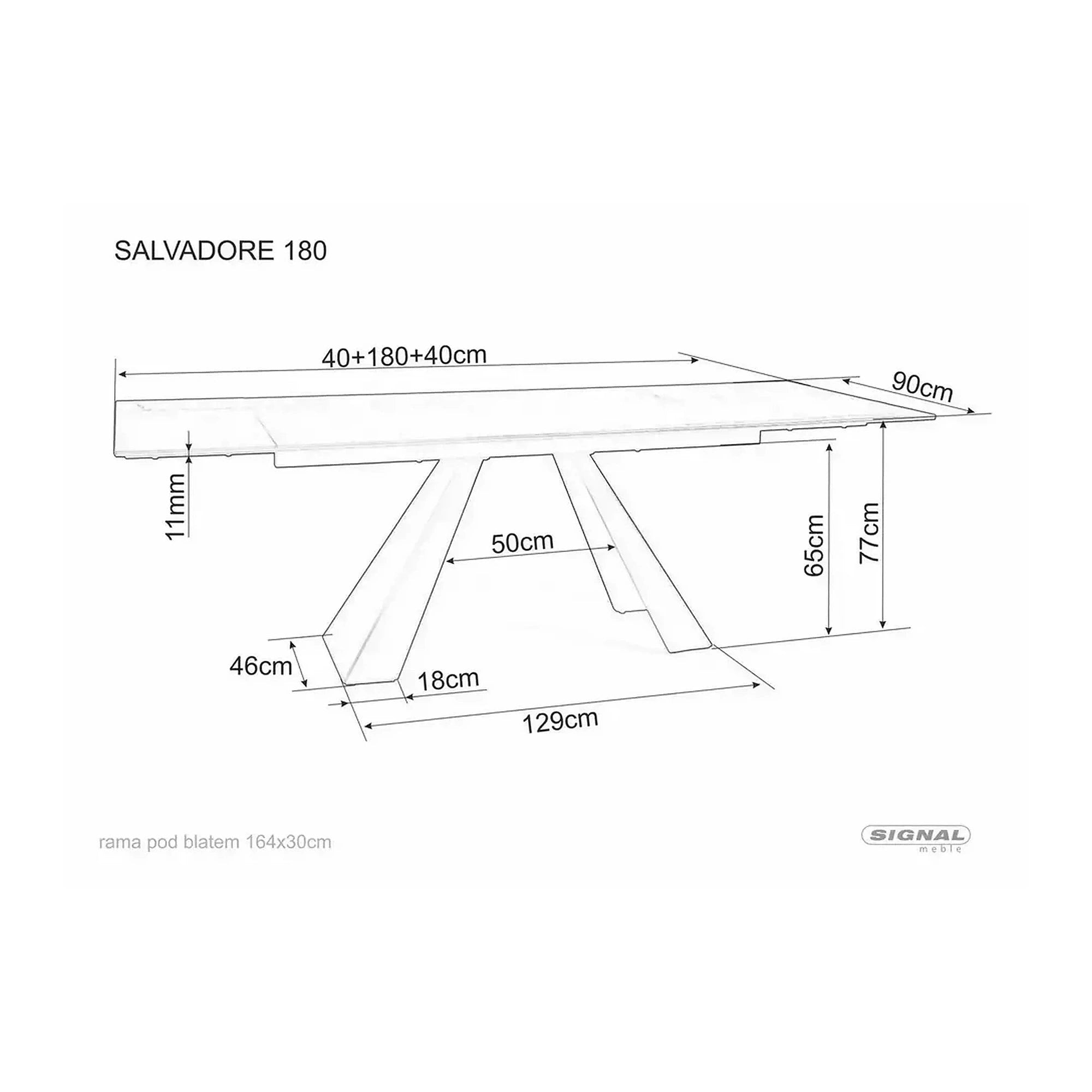 Masa extensibila SALVADORE CERAMIC, gri/negru mat, sticla securizata/ceramica, 180-260x90x76 cm