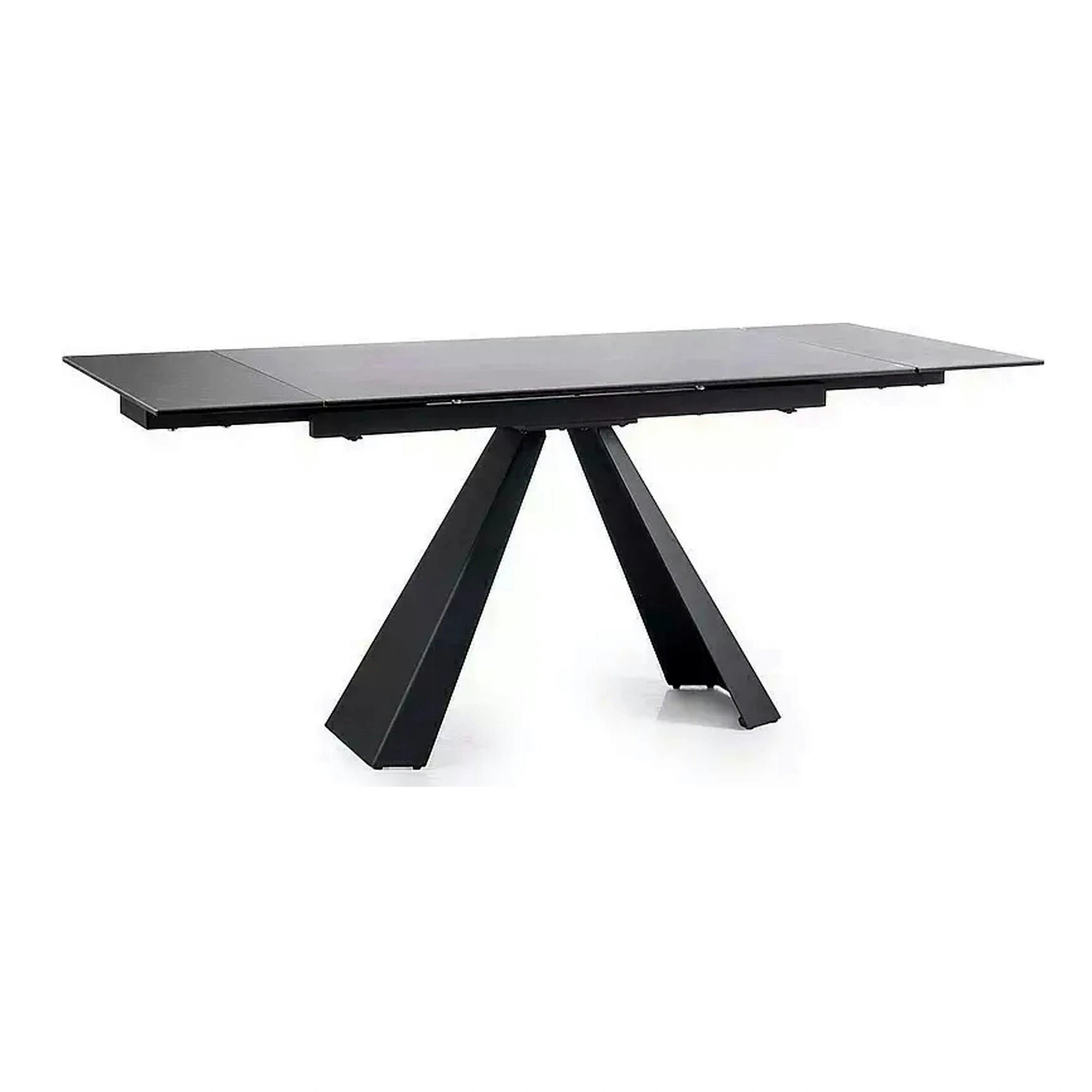 Masa extensibila SALVADORE CERAMIC II, gri/negru mat, sticla securizata/ceramica, 120/180x80x76 cm