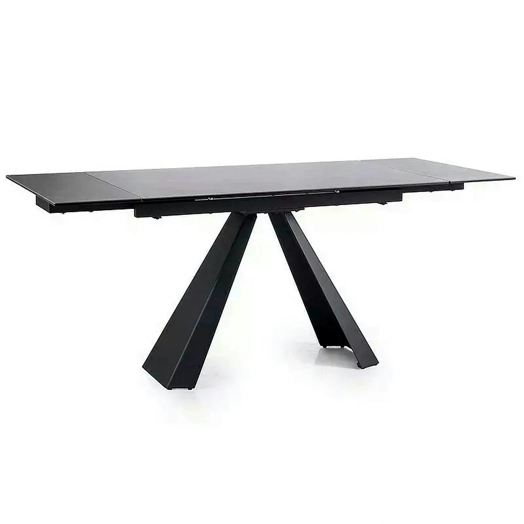 Masa extensibila SALVADORE CERAMIC II, gri/negru mat, sticla securizata/ceramica, 120/180x80x76 cm