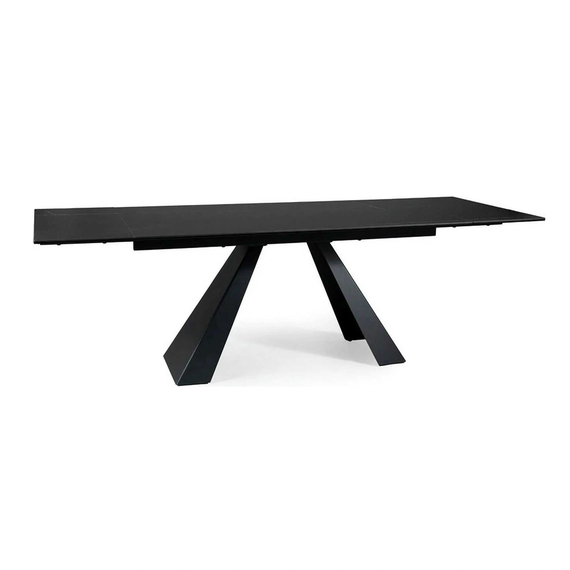 Masa extensibila SALVADORE CERAMIC, negru mat cu efect de marmura, sticla securizata/ceramica, 160/240x90x76 cm
