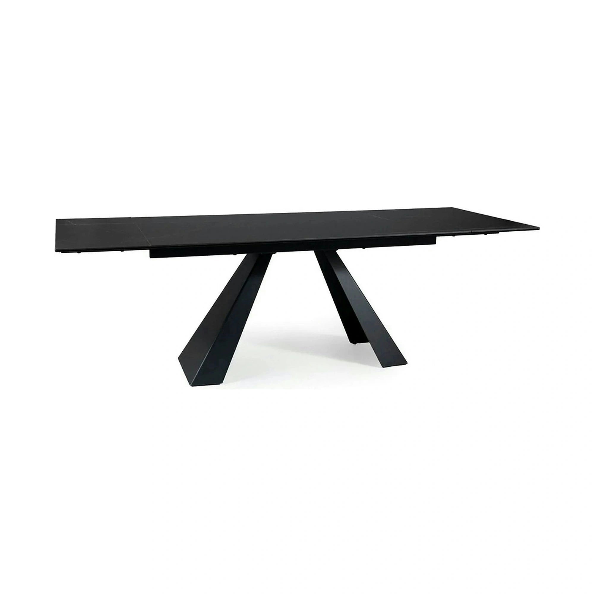 Masa extensibila SALVADORE CERAMIC, negru mat cu efect de marmura, sticla securizata/ceramica, 160/240x90x76 cm