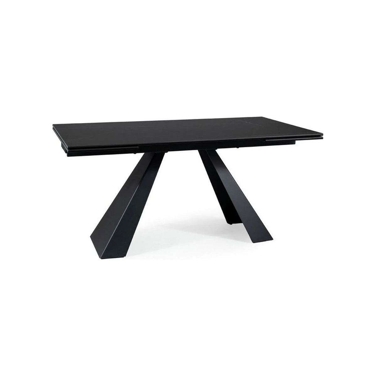 Masa extensibila SALVADORE CERAMIC, negru mat cu efect de marmura, sticla securizata/ceramica, 160/240x90x76 cm
