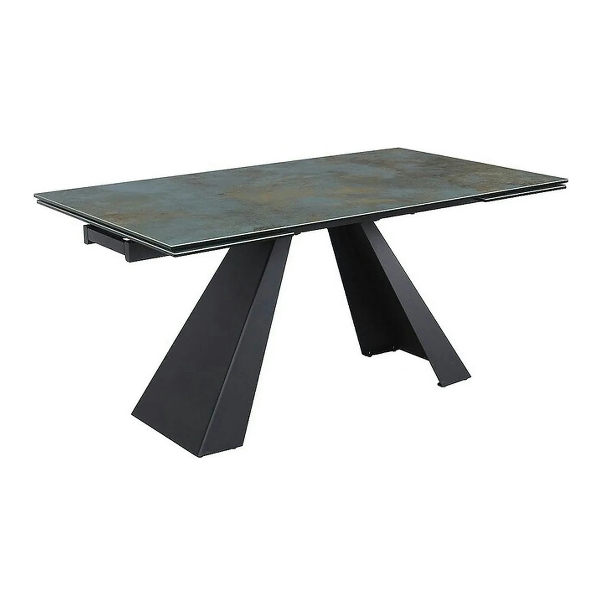 Masa extensibila SALVADORE CERAMIC, turcoaz/negru mat, sticla securizata/ceramica, 160-240x90x76 cm