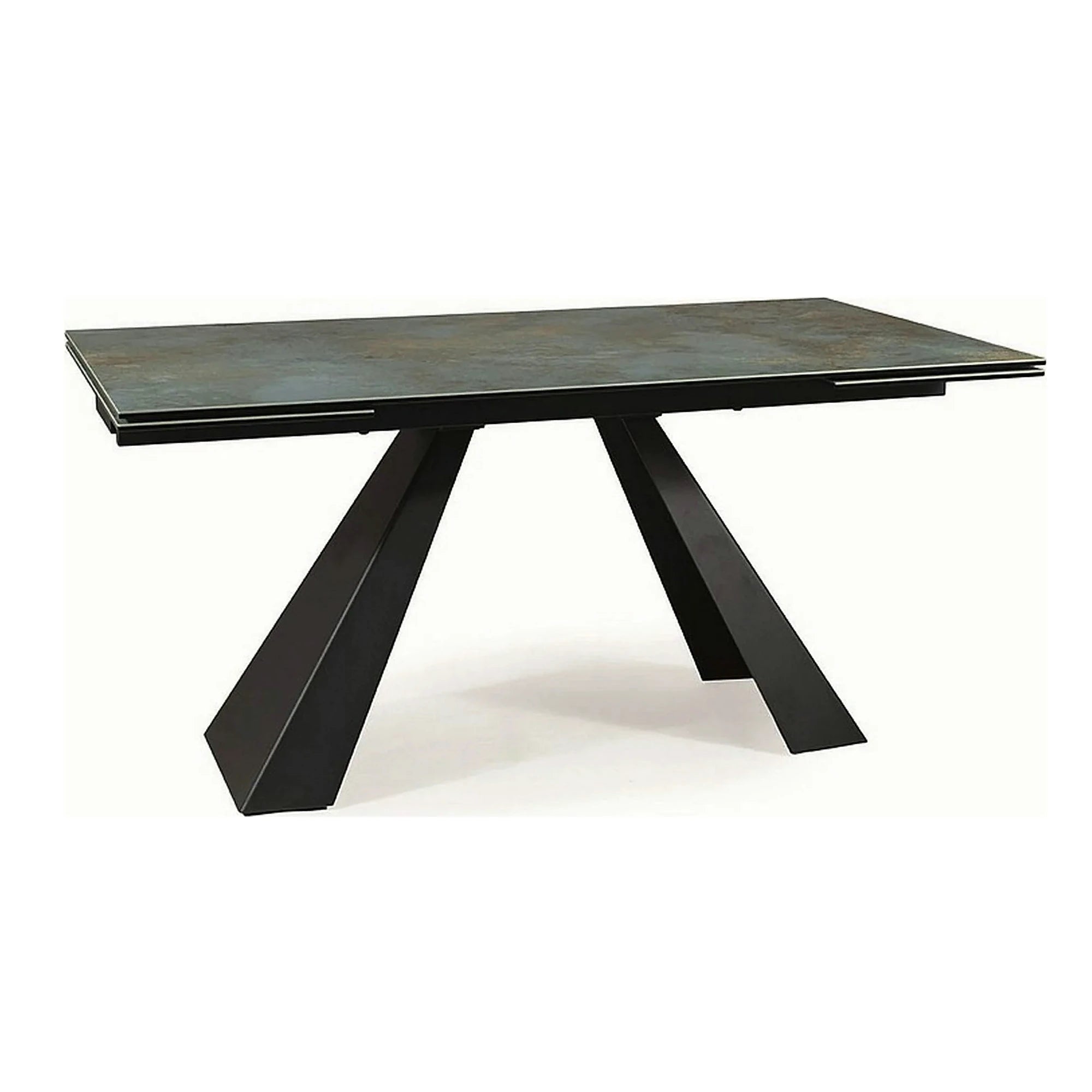 Masa extensibila SALVADORE CERAMIC, turcoaz/negru mat, sticla securizata/ceramica, 160-240x90x76 cm