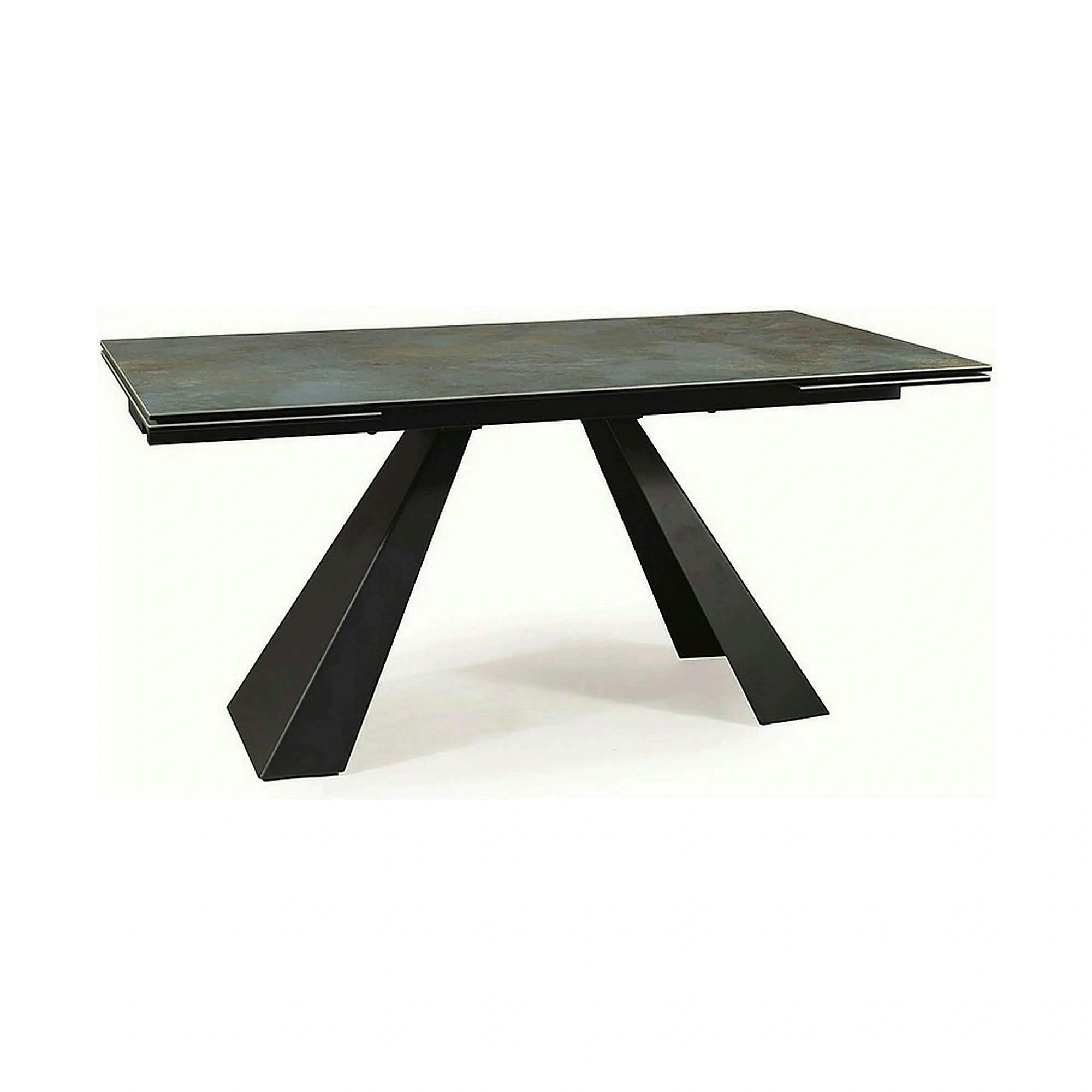 Masa extensibila SALVADORE CERAMIC, turcoaz/negru mat, sticla securizata/ceramica, 160-240x90x76 cm