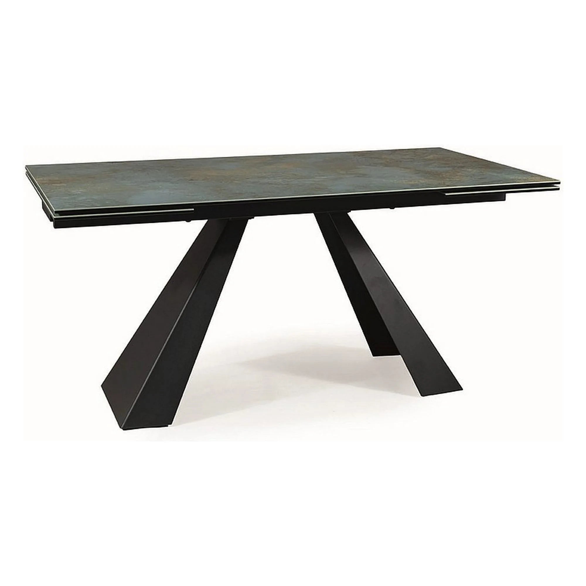Masa extensibila SALVADORE CERAMIC, turcoaz/negru mat, sticla securizata/ceramica, 160-240x90x76 cm