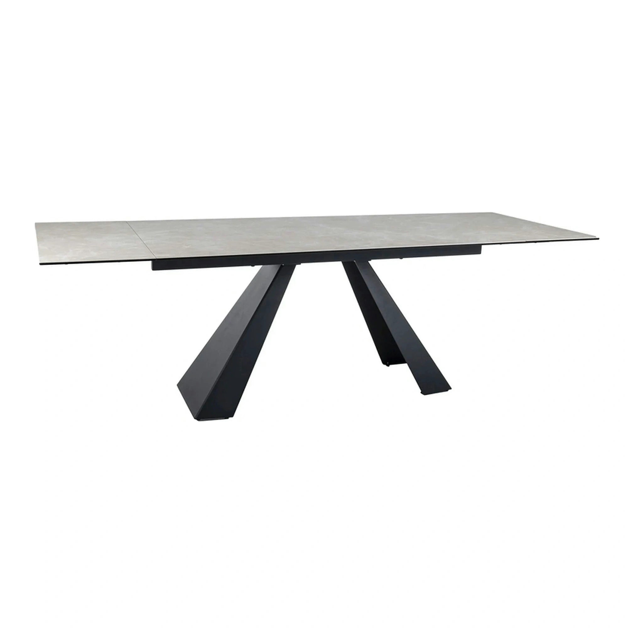Masa extensibila SALVADORE, crem/negru, sticla/ceramica/metal, 160/240x90x77 cm