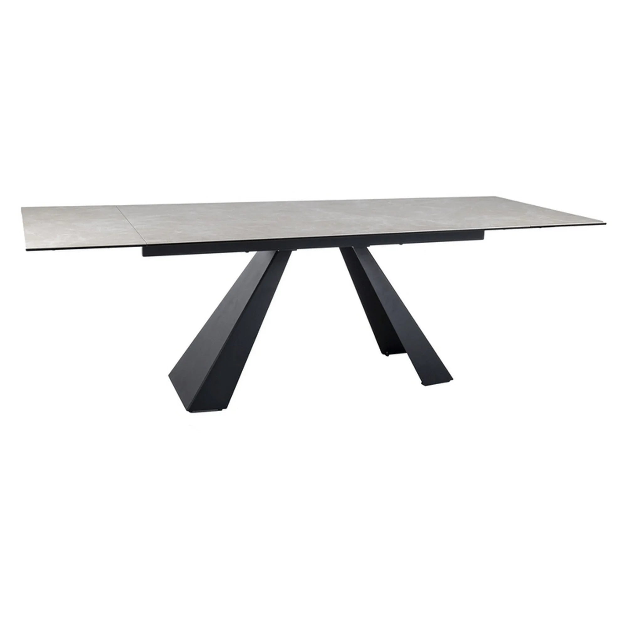 Masa extensibila SALVADORE, crem/negru, sticla/ceramica/metal, 160/240x90x77 cm