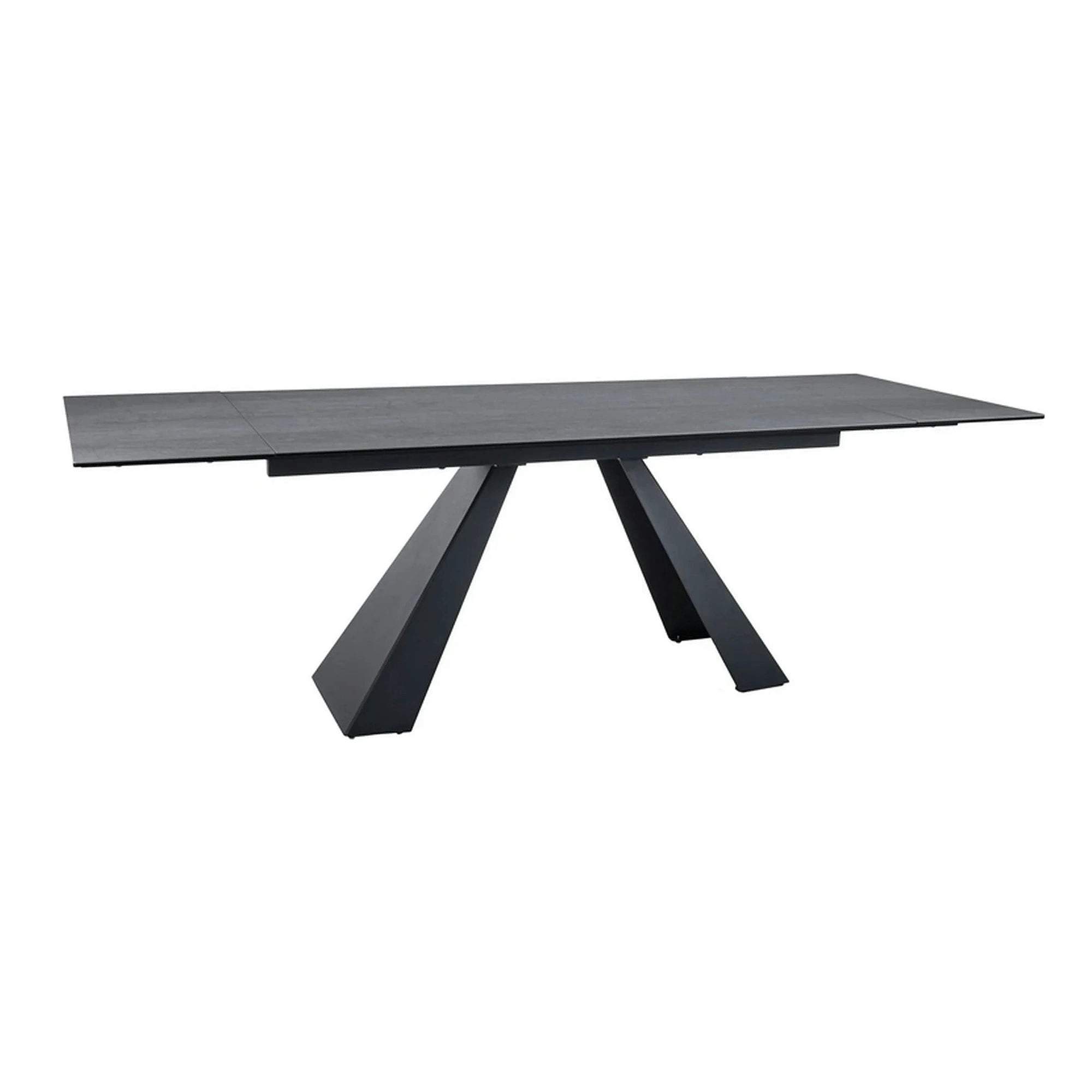 Masa extensibila SALVADORE, gri deschis/negru, sticla/ceramica/metal, 160/240x90x77 cm