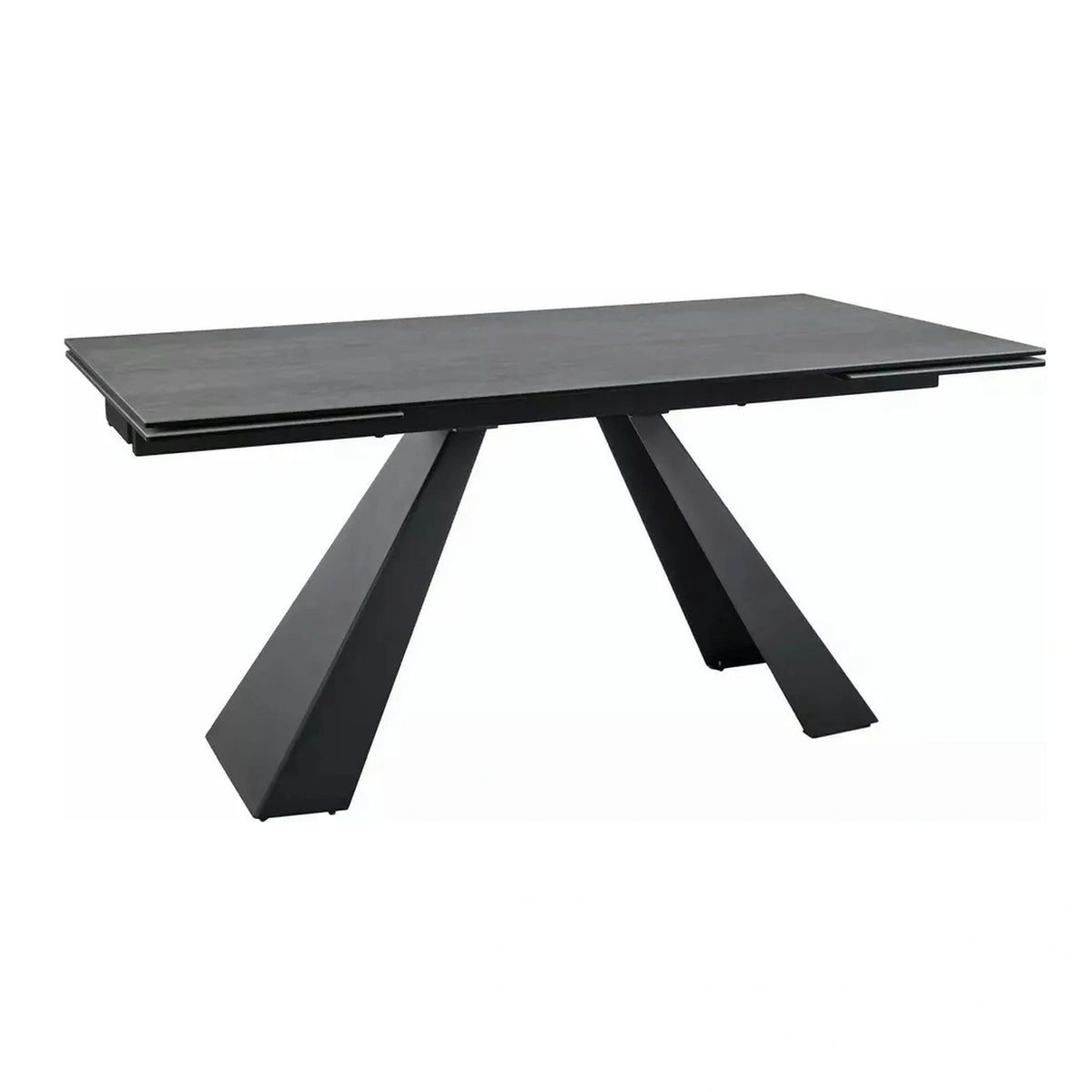 Masa extensibila SALVADORE, gri deschis/negru, sticla/ceramica/metal, 160/240x90x77 cm