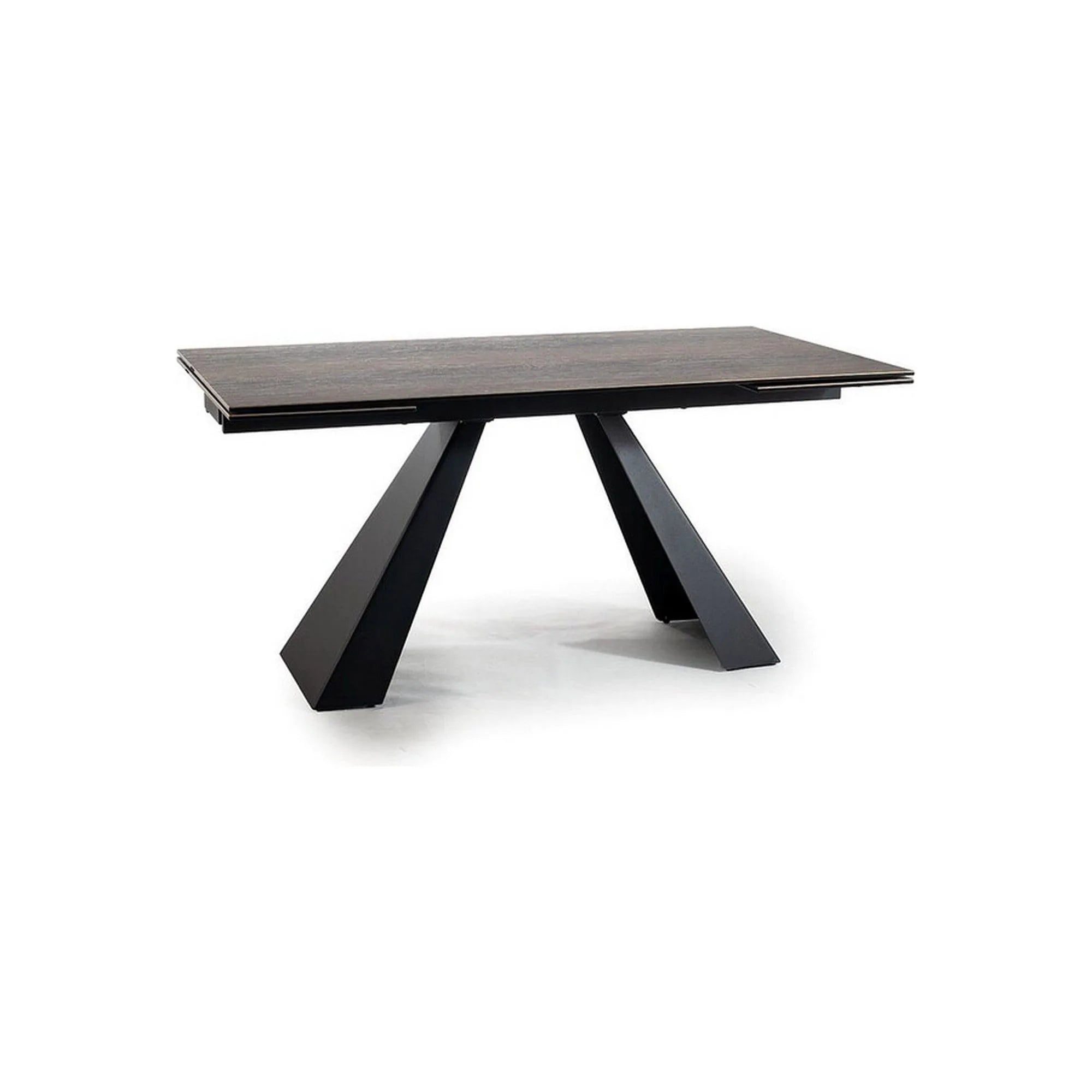 Masa extensibila SALVADORE, maro/negru mat, sticla securizata, 160-240x90x76 cm