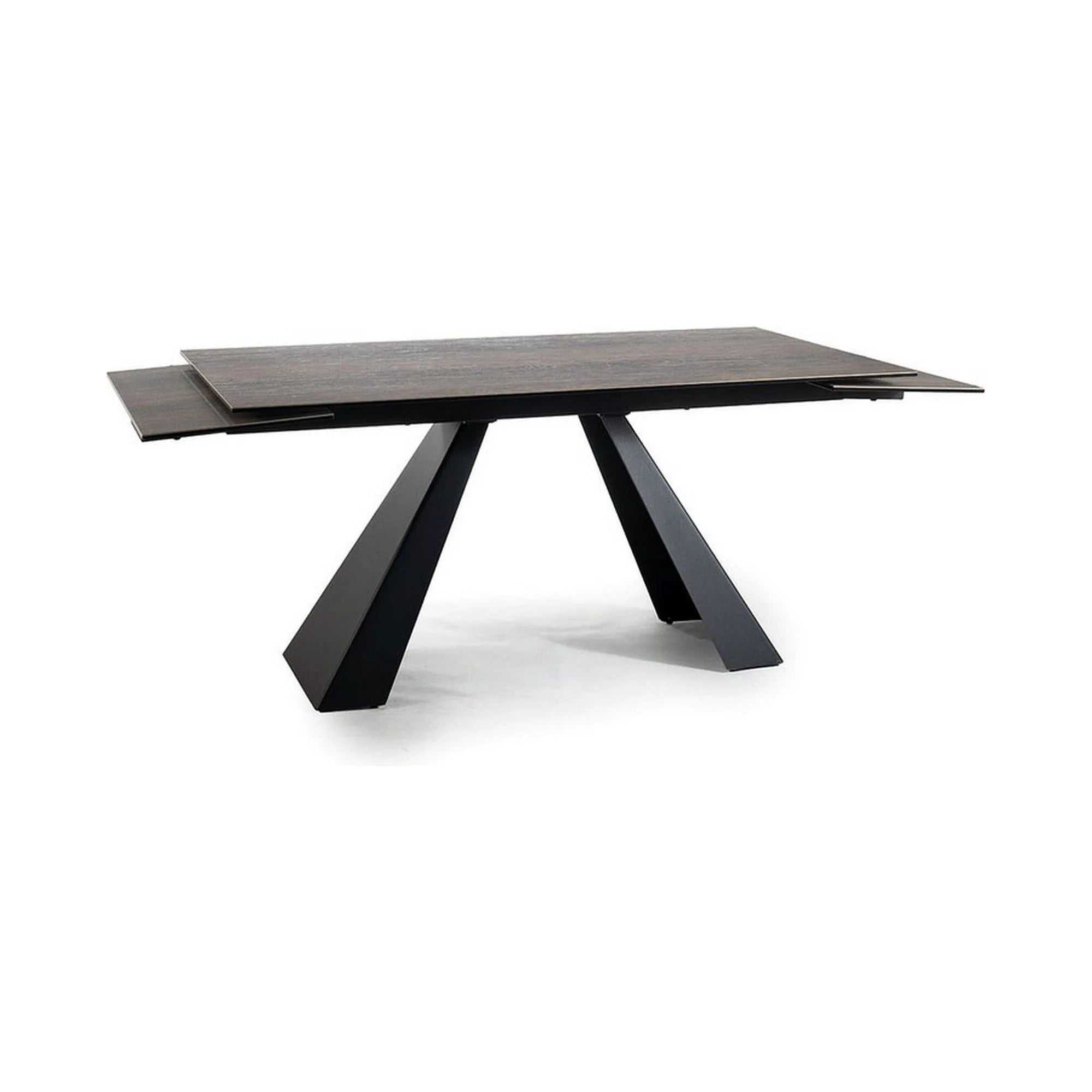 Masa extensibila SALVADORE, maro/negru mat, sticla securizata, 160-240x90x76 cm