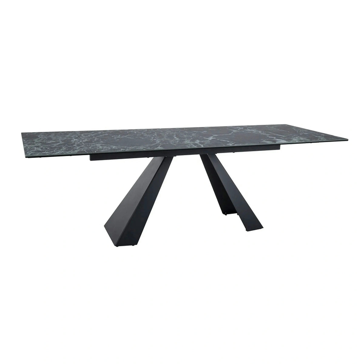 Masa extensibila SALVADORE, negru cu efect de marmura/negru, sticla/ceramica/metal, 160/240x90x77 cm