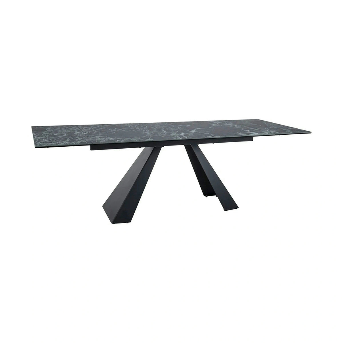 Masa extensibila SALVADORE, negru cu efect de marmura/negru, sticla/ceramica/metal, 160/240x90x77 cm