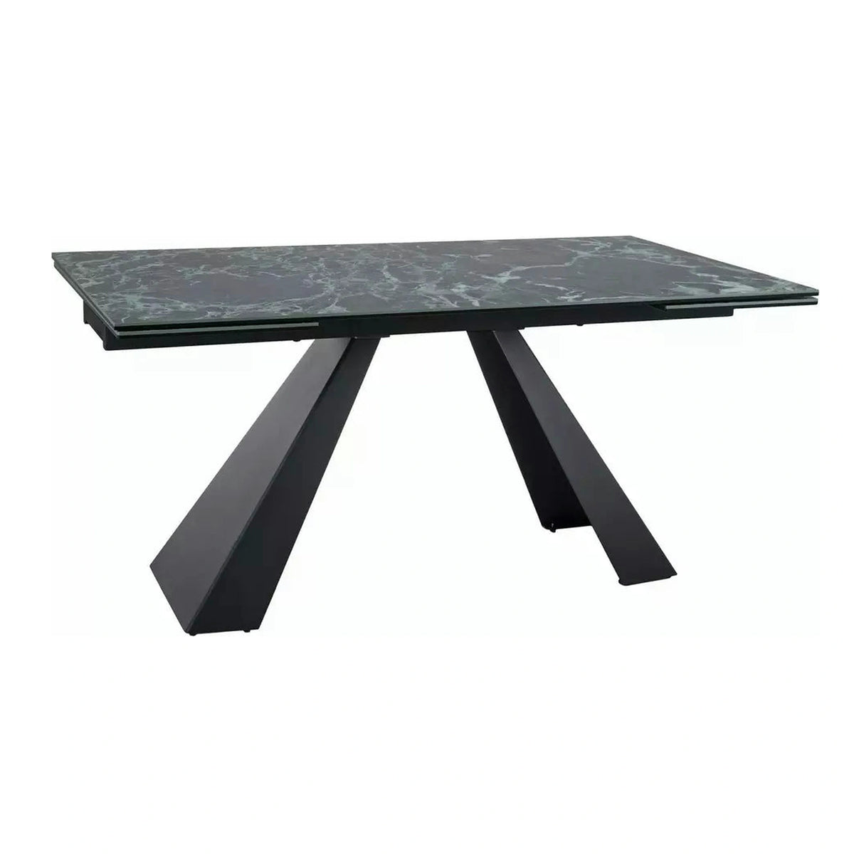 Masa extensibila SALVADORE, negru cu efect de marmura/negru, sticla/ceramica/metal, 160/240x90x77 cm