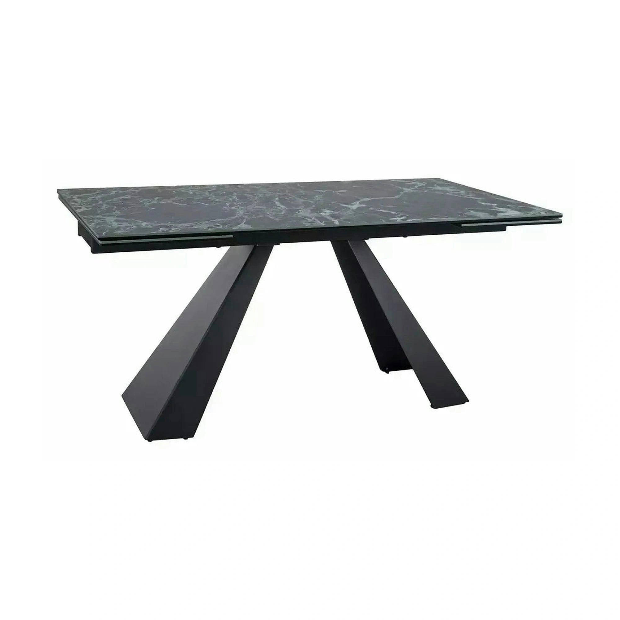 Masa extensibila SALVADORE, negru cu efect de marmura/negru, sticla/ceramica/metal, 160/240x90x77 cm