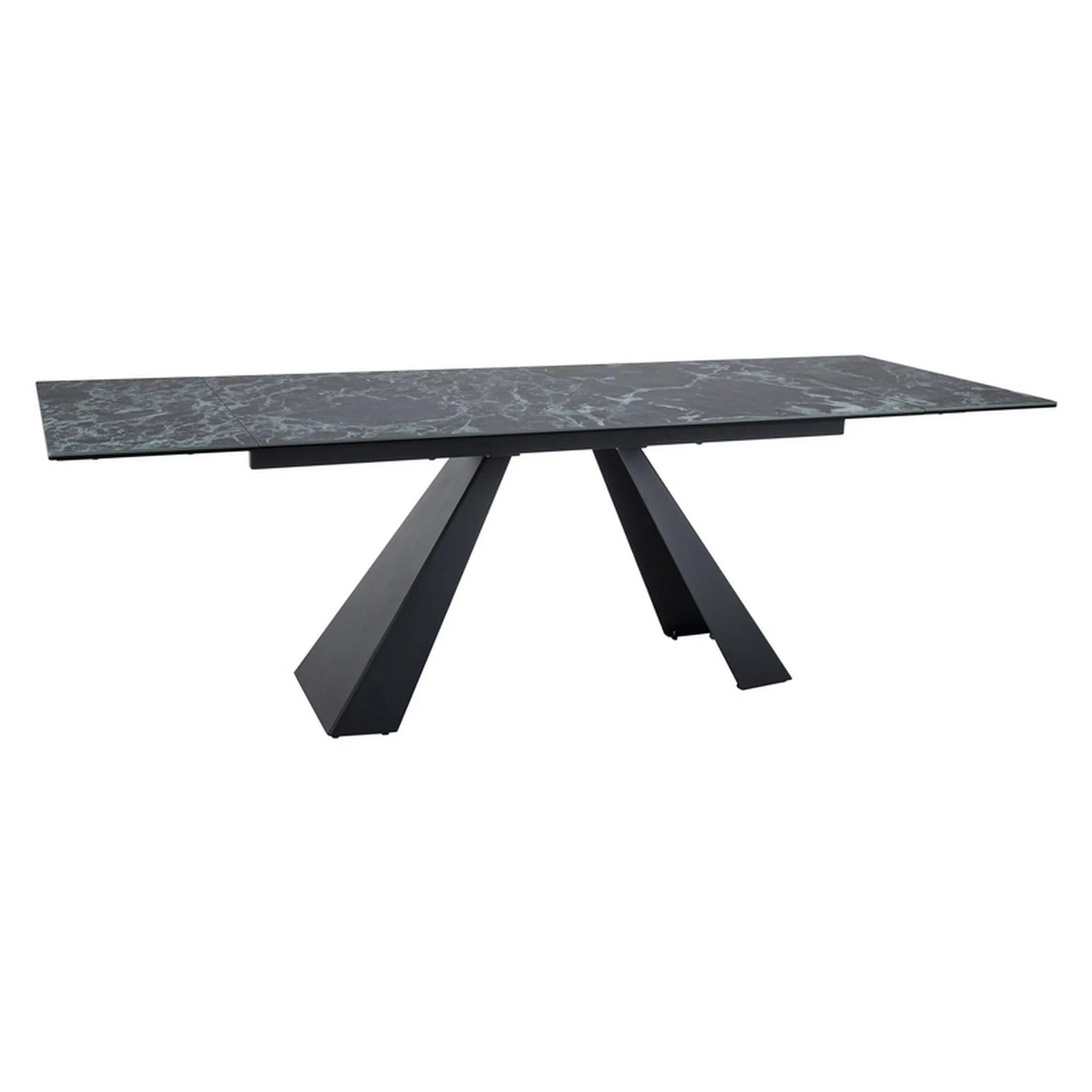 Masa extensibila SALVADORE, negru cu efect de marmura/negru, sticla/ceramica/metal, 160/240x90x77 cm
