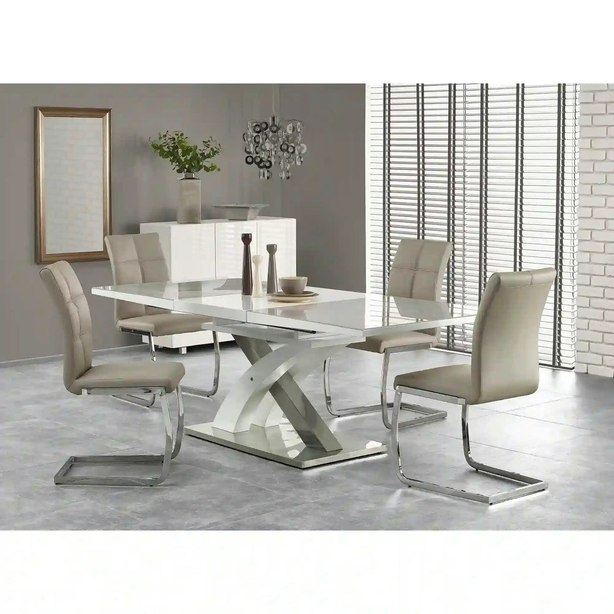 Masa extensibila SANDOR 2, alb/crom, 160/220x90x78 cm