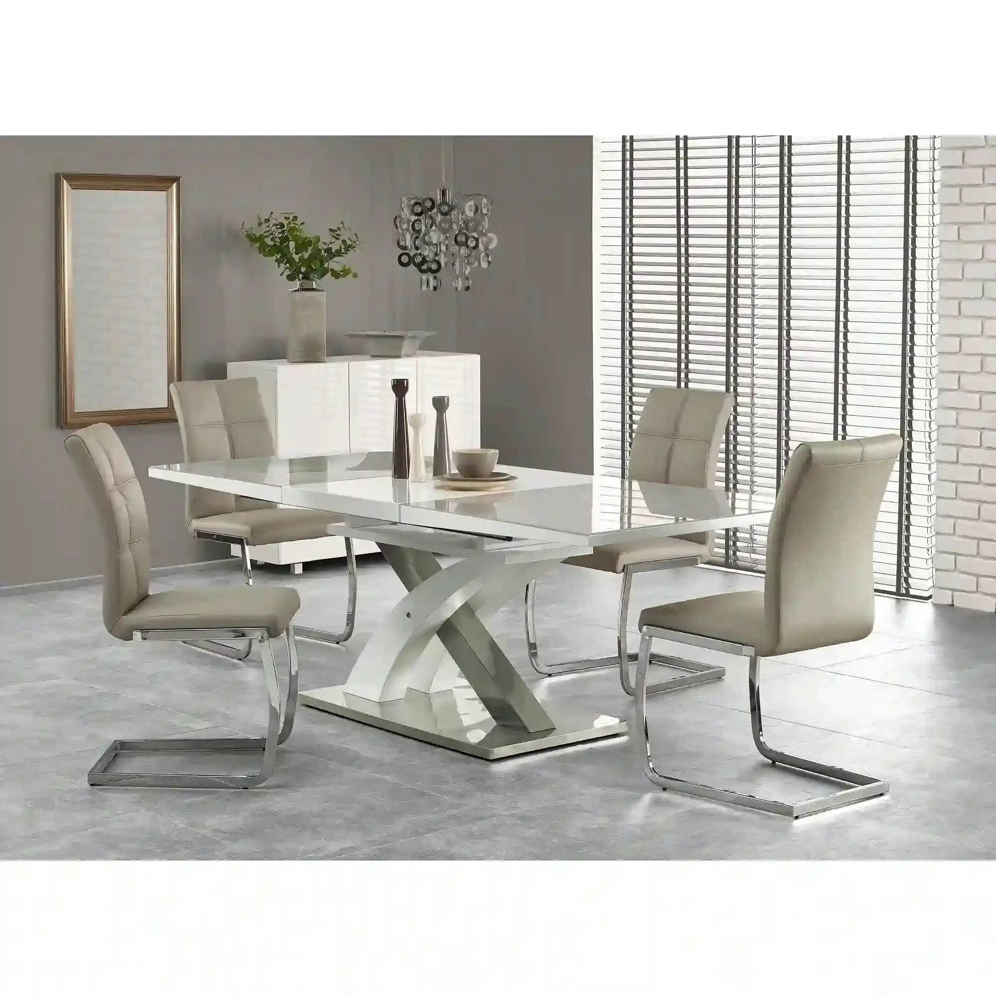 Masa extensibila SANDOR 2, alb/crom, 160/220x90x78 cm